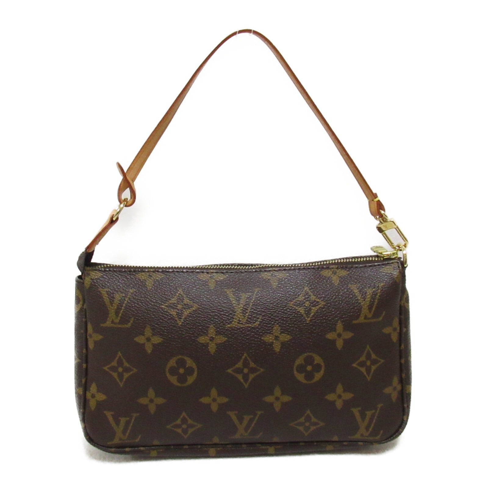 LOUIS VUITTON Monogram Pochette Accessories金扣手拿包啡色