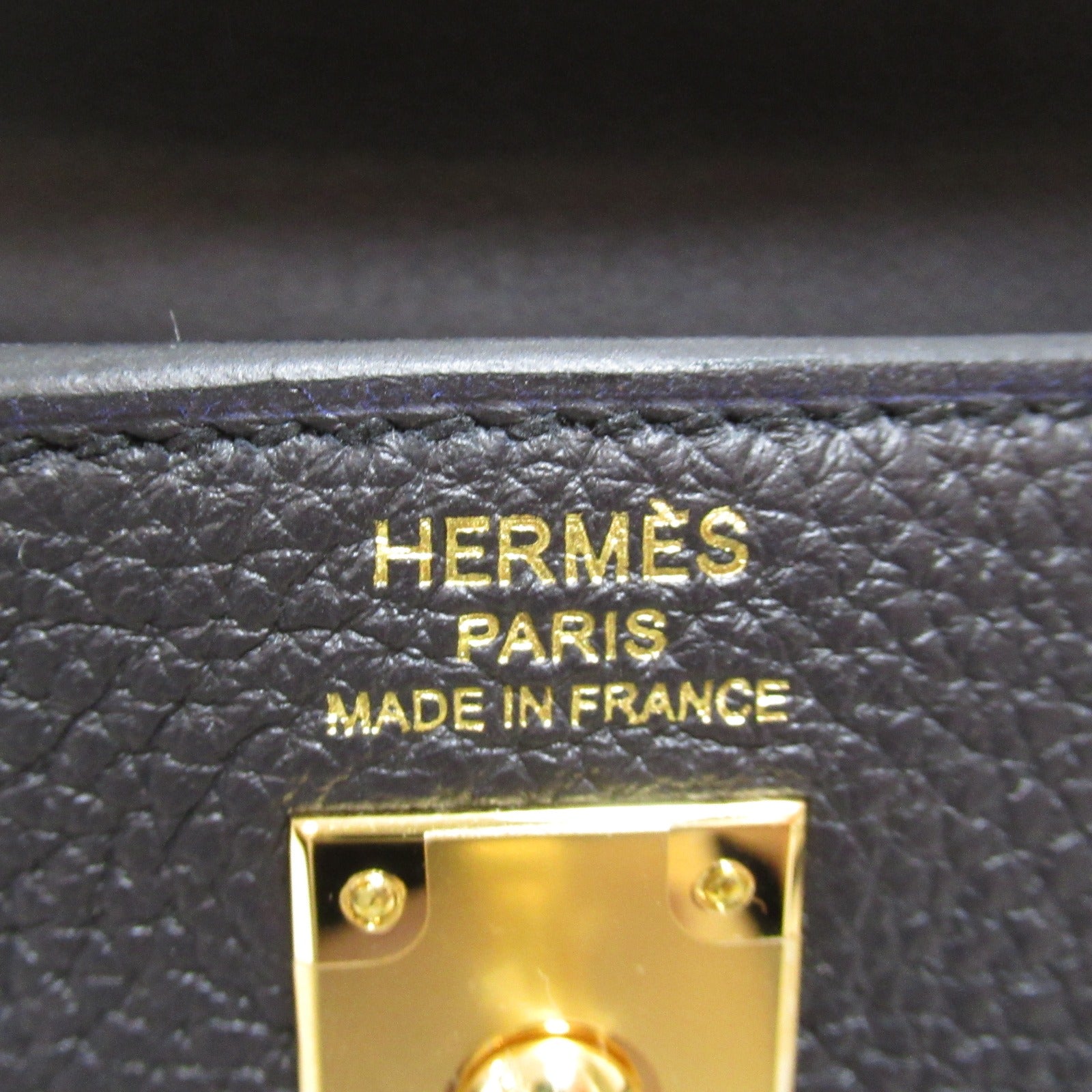 HERMES Togo皮革Kelly 25金扣手挽肩背兩用袋Noir/黑色