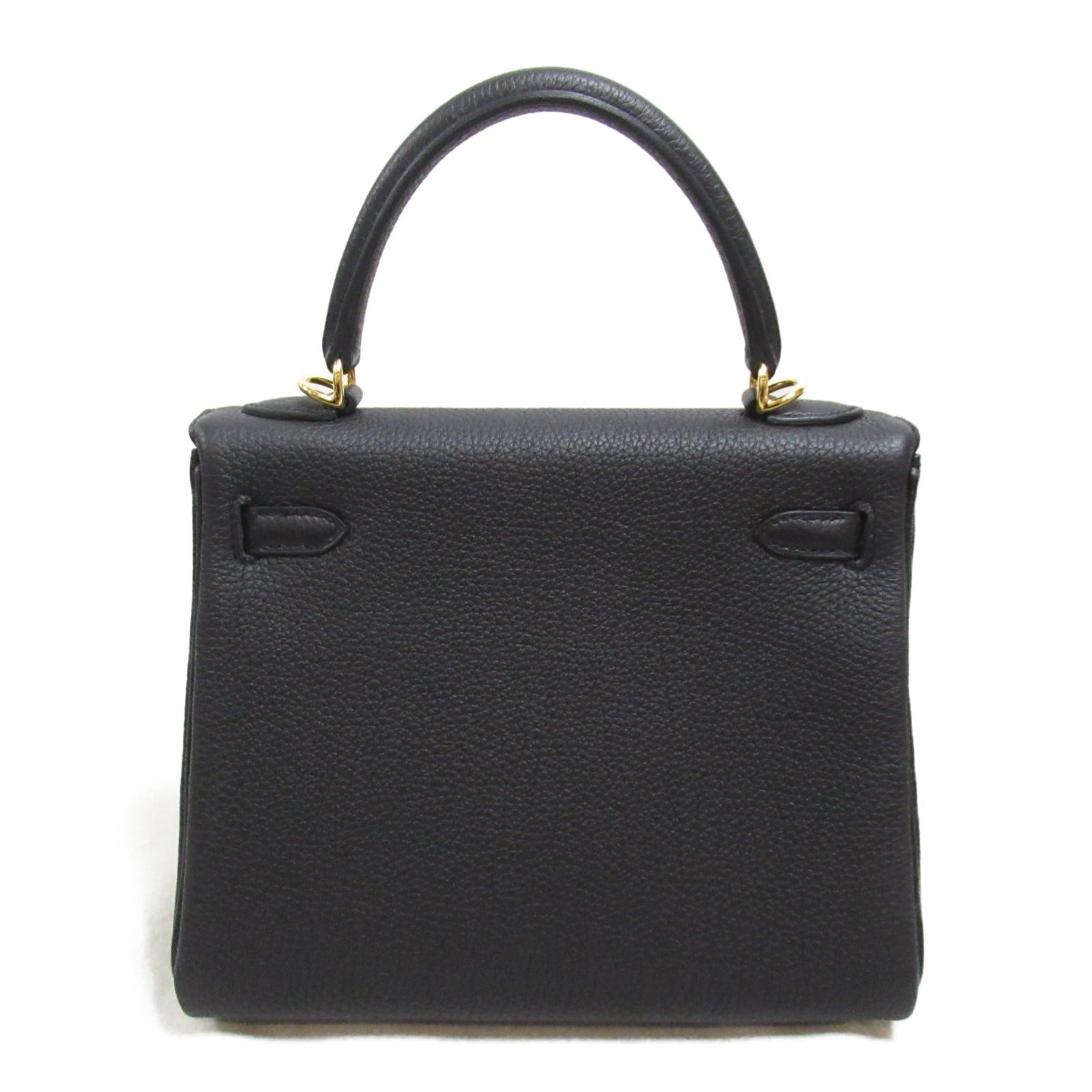 HERMES Togo皮革Kelly 25金扣手挽肩背兩用袋Noir/黑色