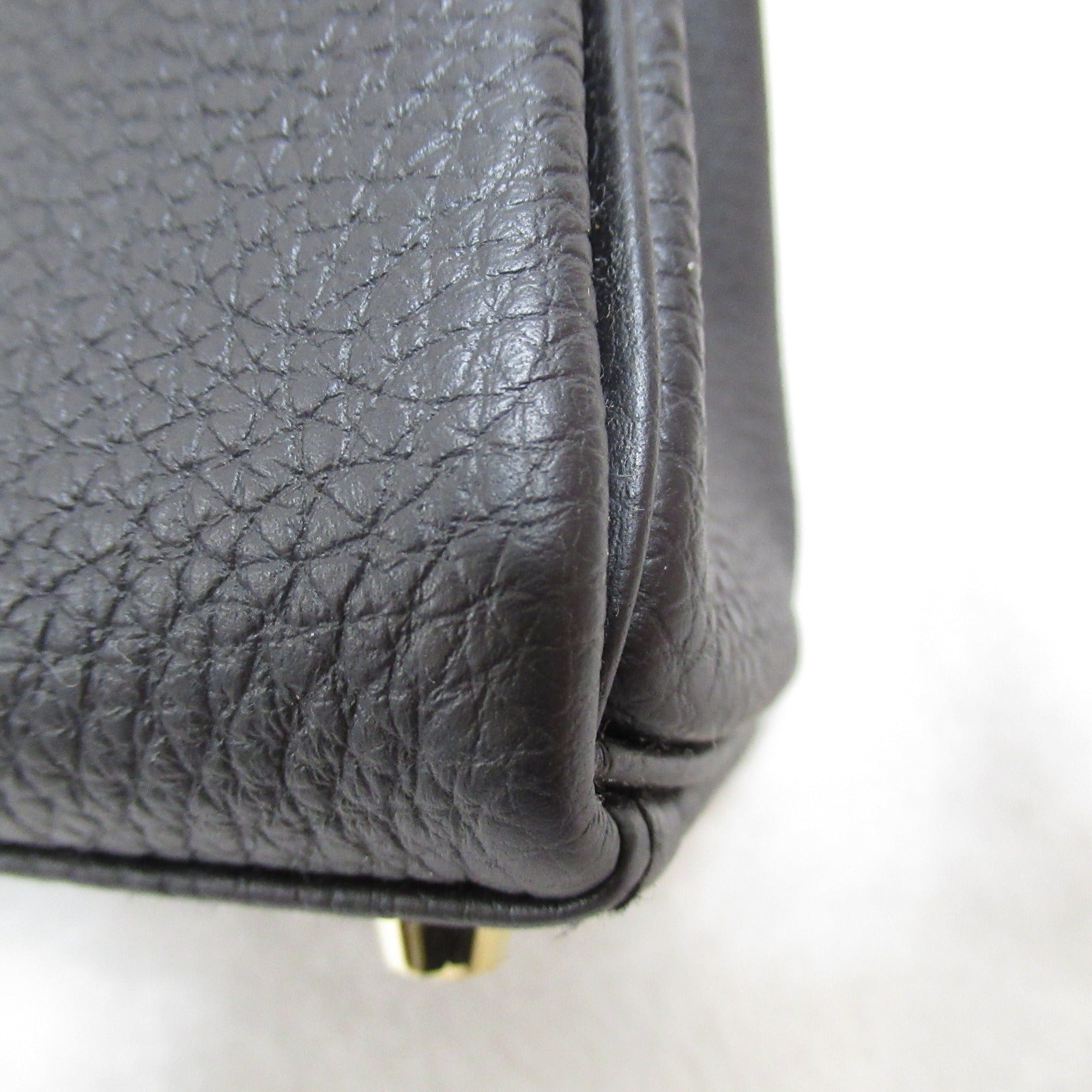 HERMES Togo皮革Kelly 25金扣手挽肩背兩用袋Noir/黑色