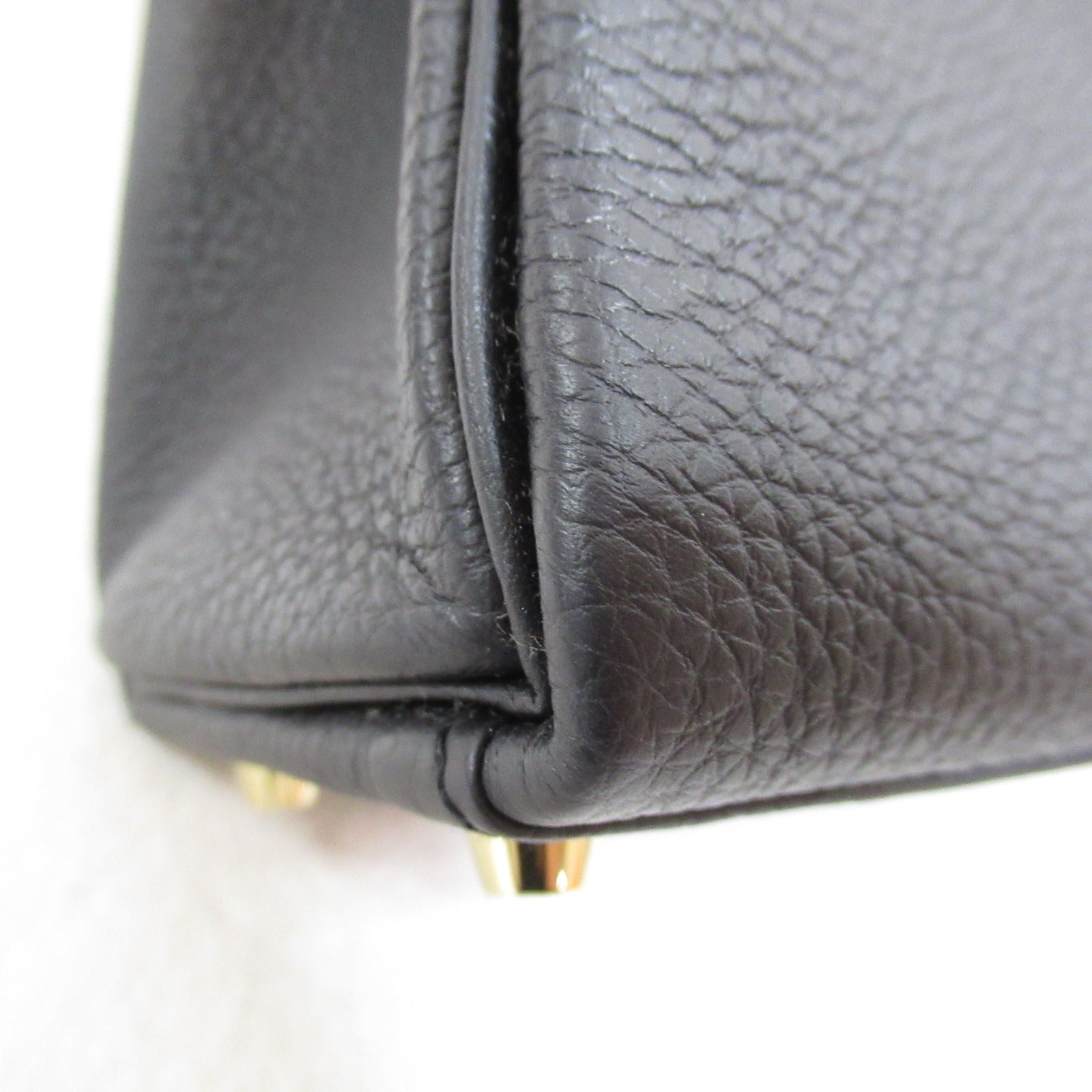 HERMES Togo皮革Kelly 25金扣手挽肩背兩用袋Noir/黑色