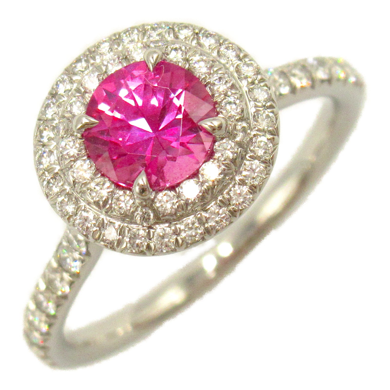 TIFFANY＆CO PT950鉑金Soleste Pink Sapphire Dia粉紅藍寶石/鑽石戒指US#6