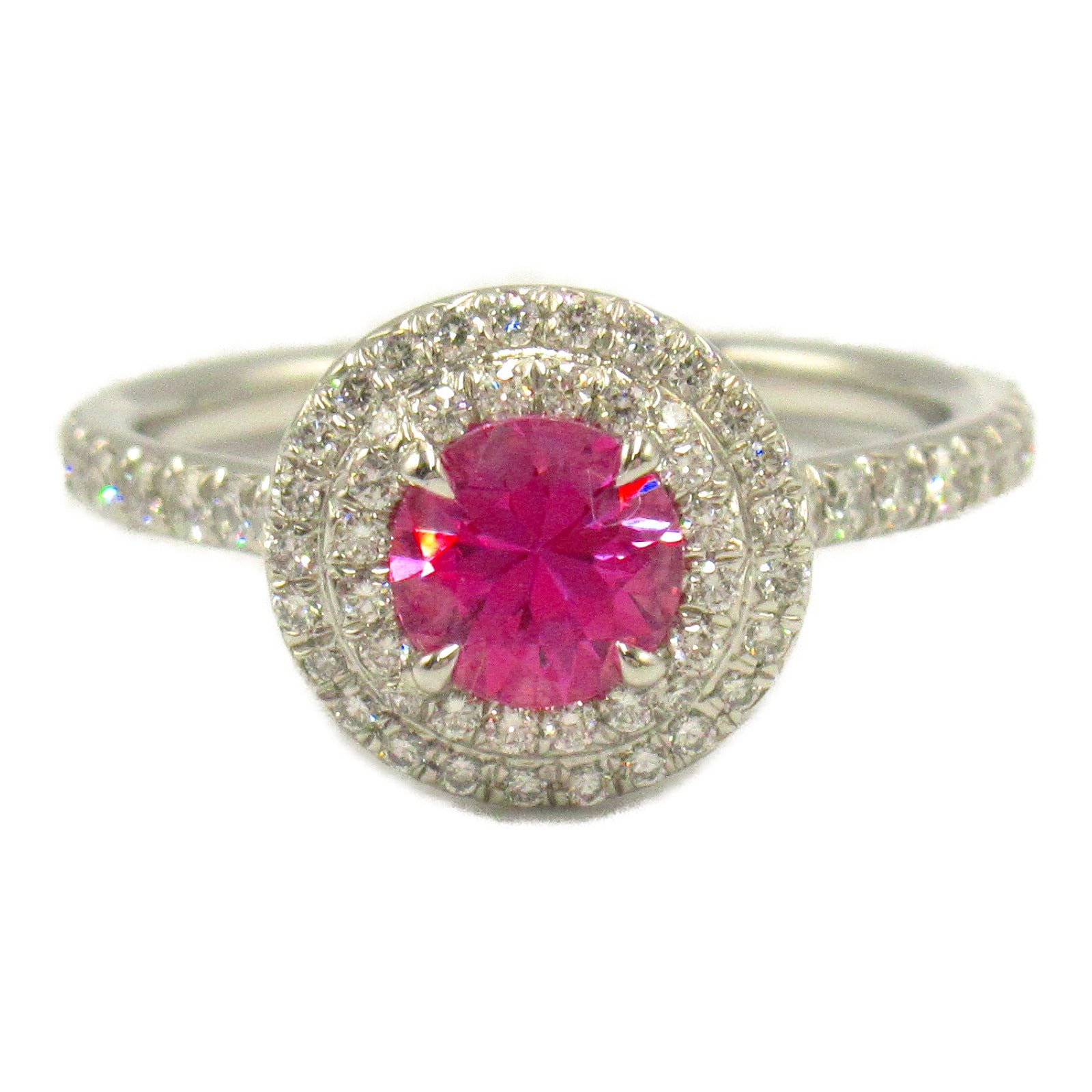 TIFFANY＆CO PT950鉑金Soleste Pink Sapphire Dia粉紅藍寶石/鑽石戒指US#6