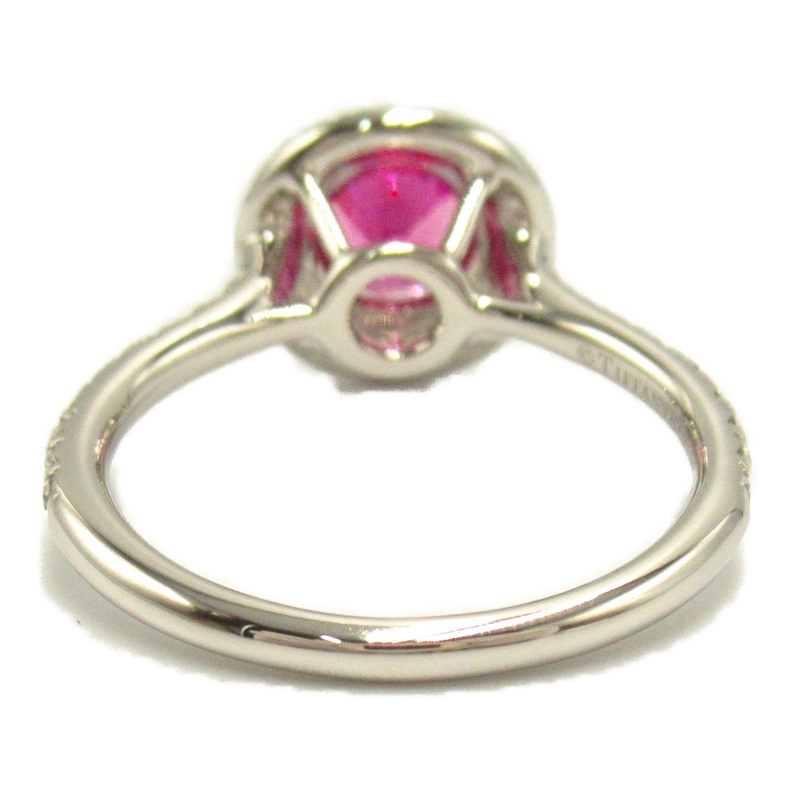 TIFFANY＆CO PT950鉑金Soleste Pink Sapphire Dia粉紅藍寶石/鑽石戒指US#6