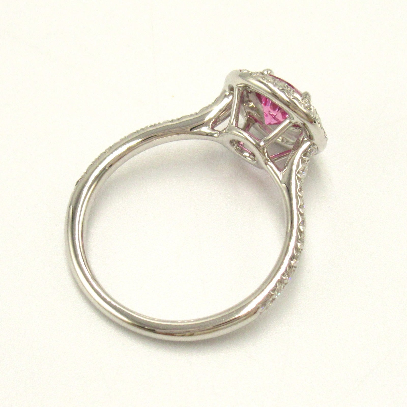 TIFFANY＆CO PT950鉑金Soleste Pink Sapphire Dia粉紅藍寶石/鑽石戒指US#6
