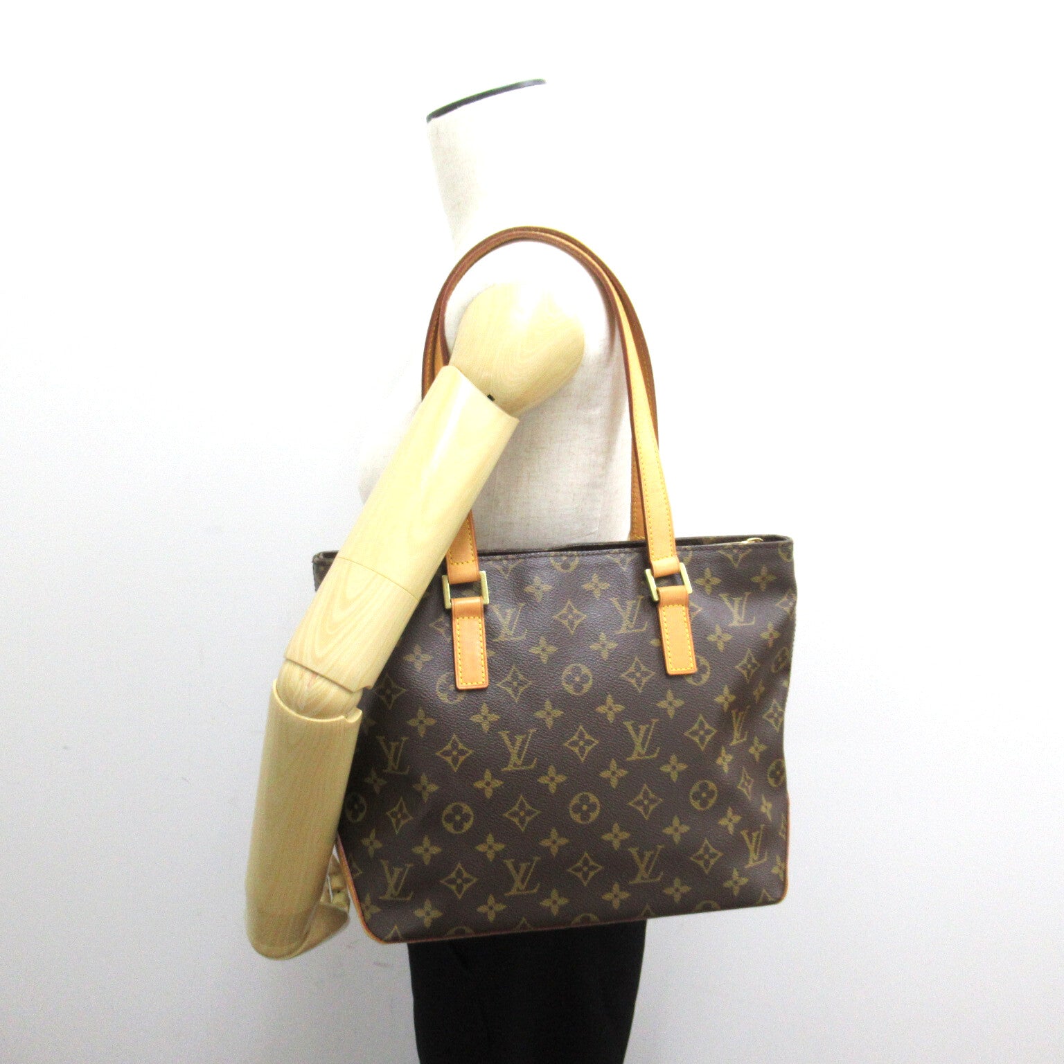 LOUIS VUITTON Monogram Cabas Piano金扣肩背袋/手挽袋啡色