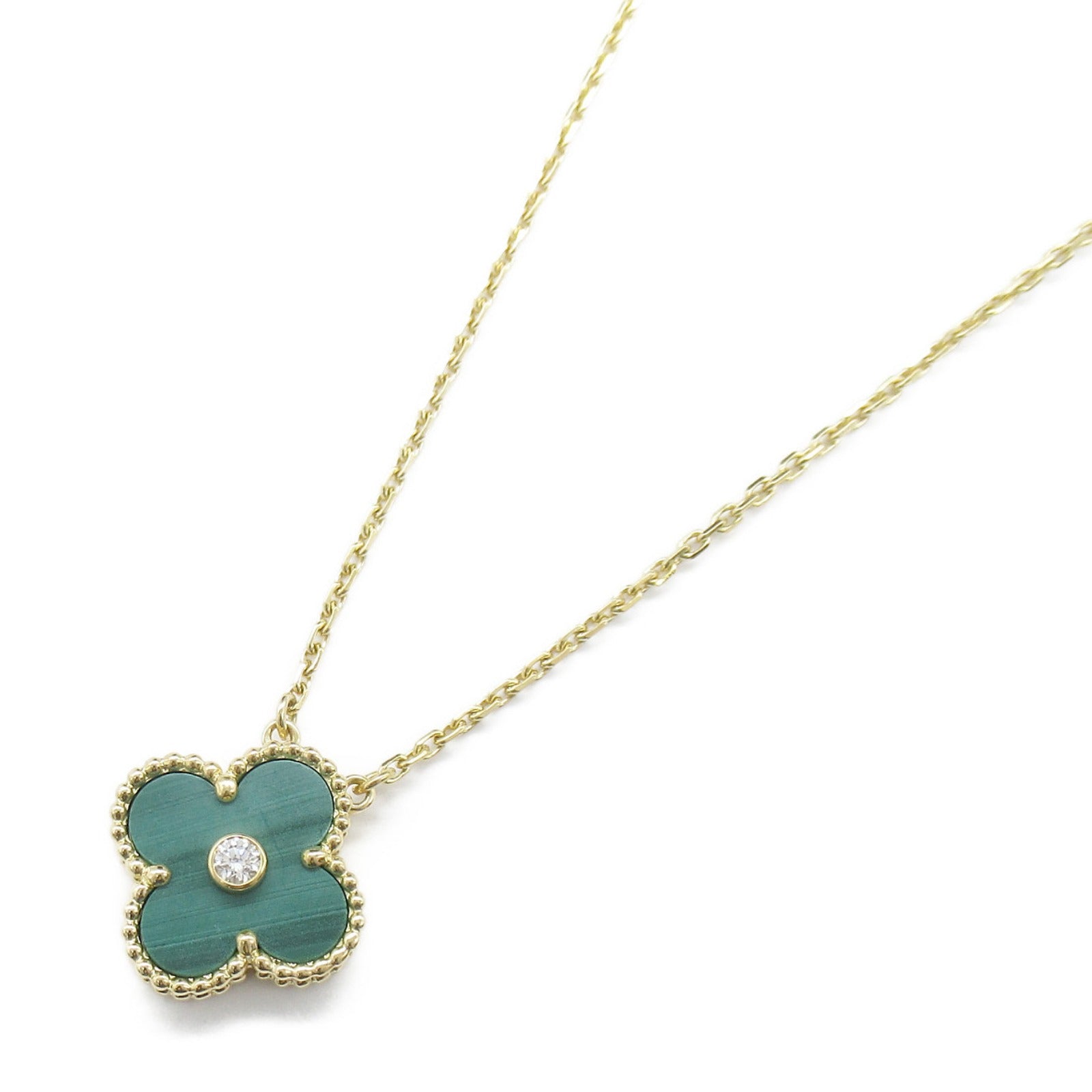 Van Cleef & Arpels 18K黃金Vintage Alhambra Malachite項鍊