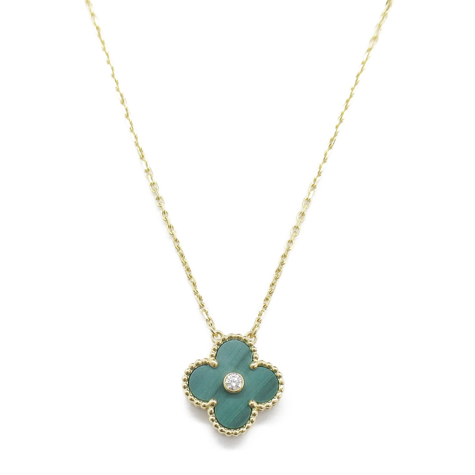 Van Cleef & Arpels 18K黃金Vintage Alhambra Malachite項鍊