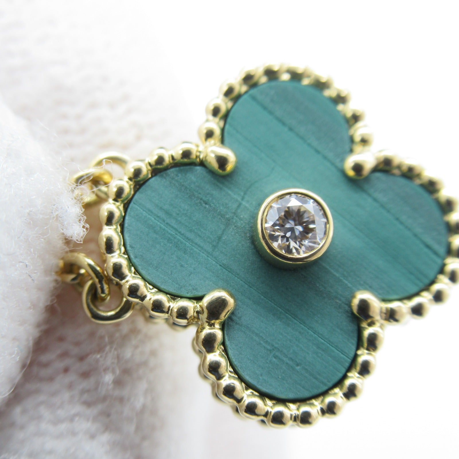 Van Cleef & Arpels 18K黃金Vintage Alhambra Malachite項鍊
