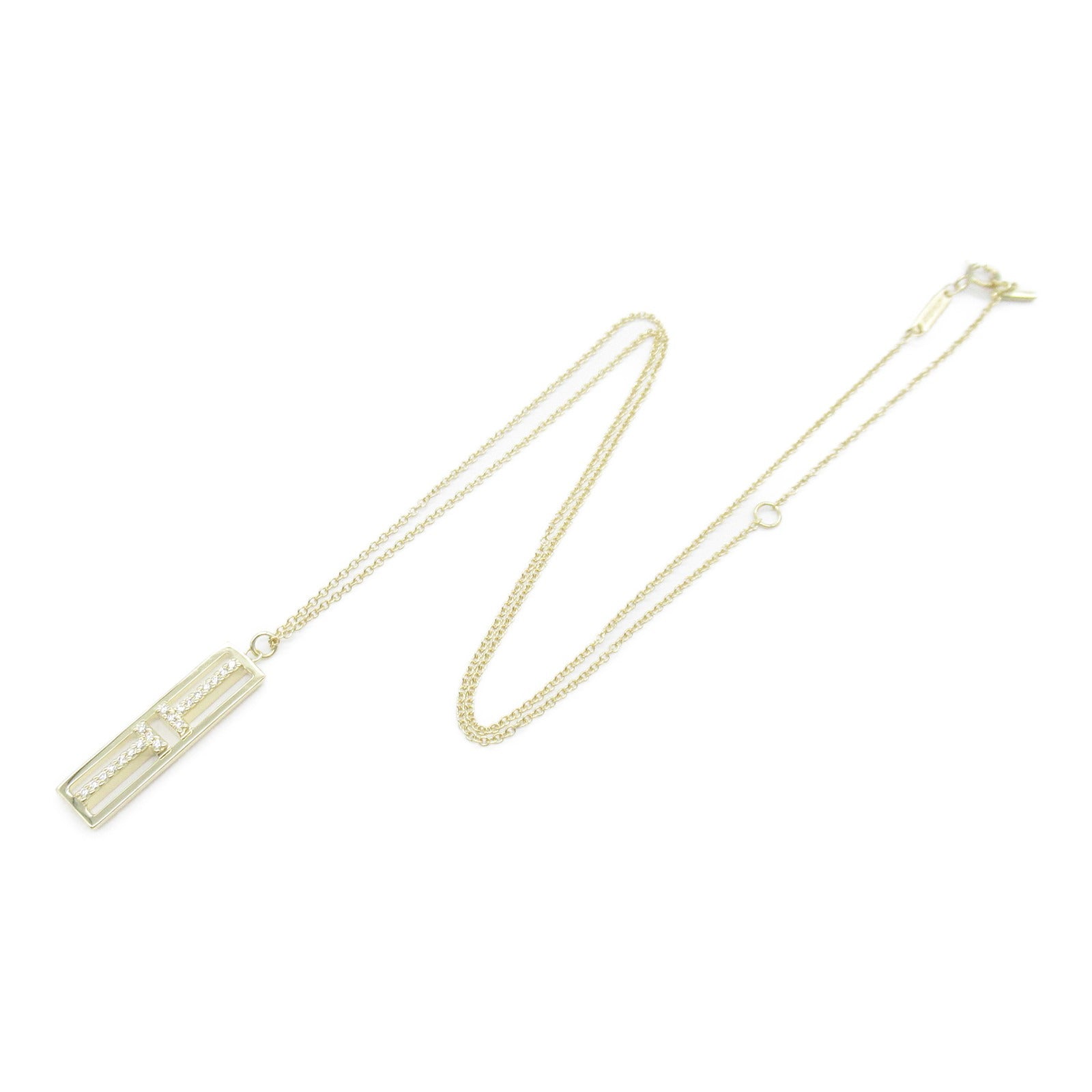 TIFFANY＆CO 【激減優惠】18K黃金T TWO Vertical Bar Diamond Necklace鑽石項鍊
