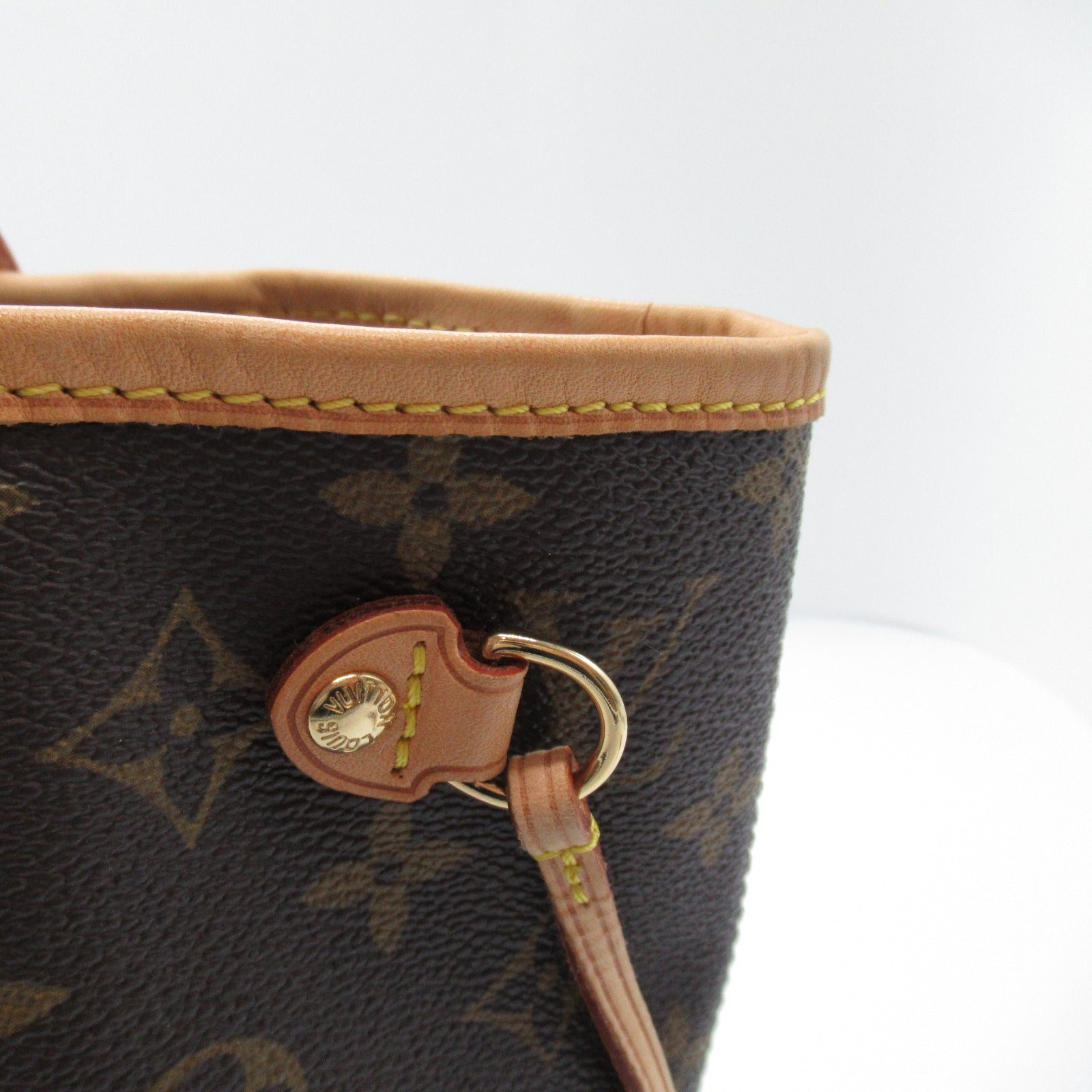 LOUIS VUITTON Monogram Neverfull PM金扣手挽袋啡色