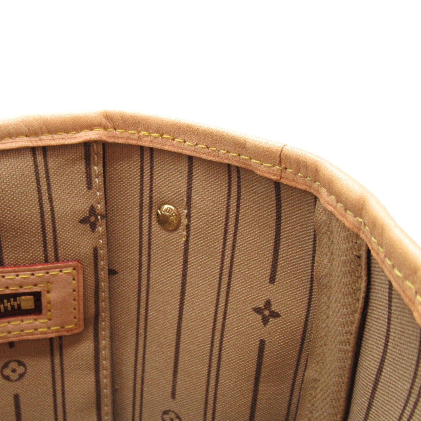 LOUIS VUITTON Monogram Neverfull PM金扣手挽袋啡色