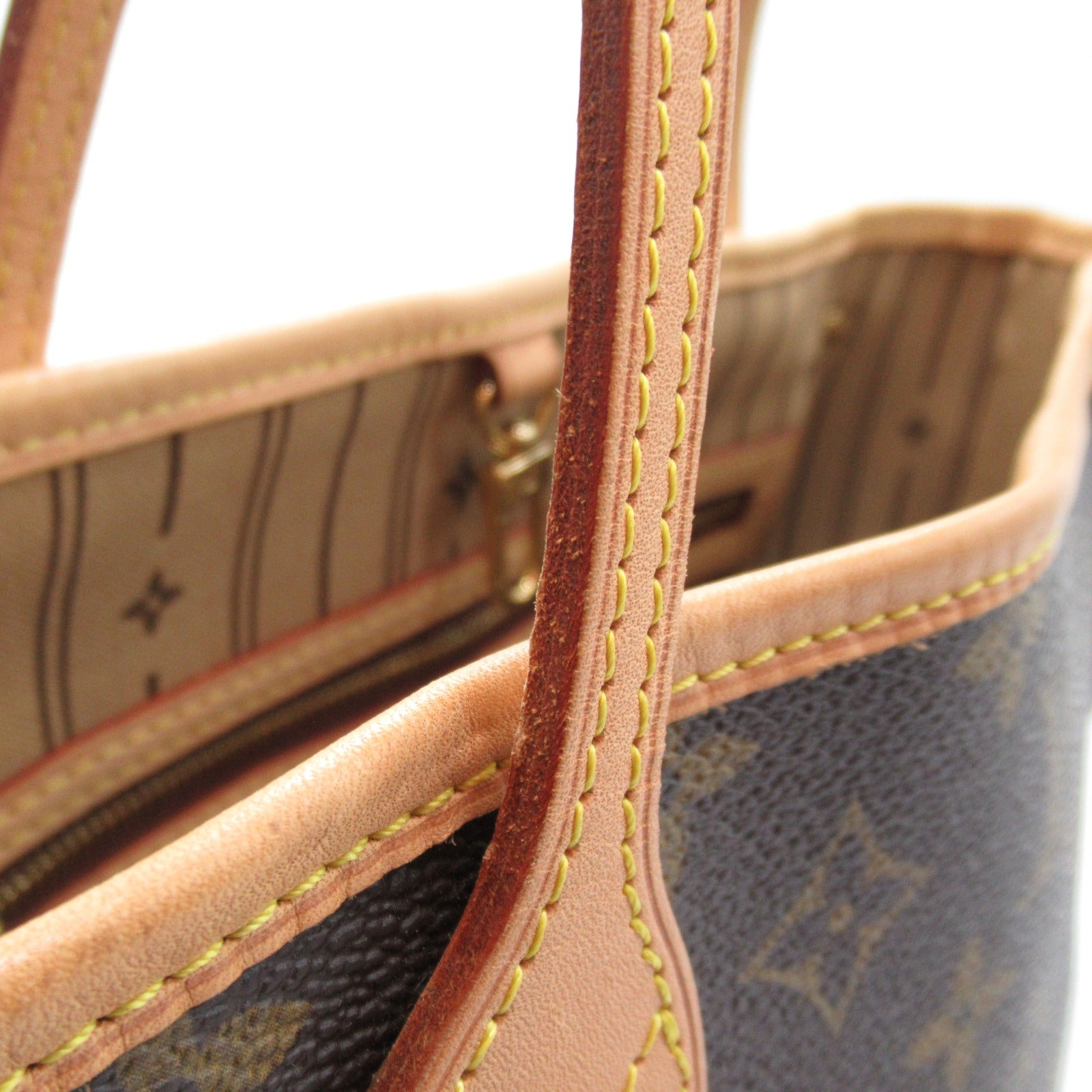 LOUIS VUITTON Monogram Neverfull PM金扣手挽袋啡色