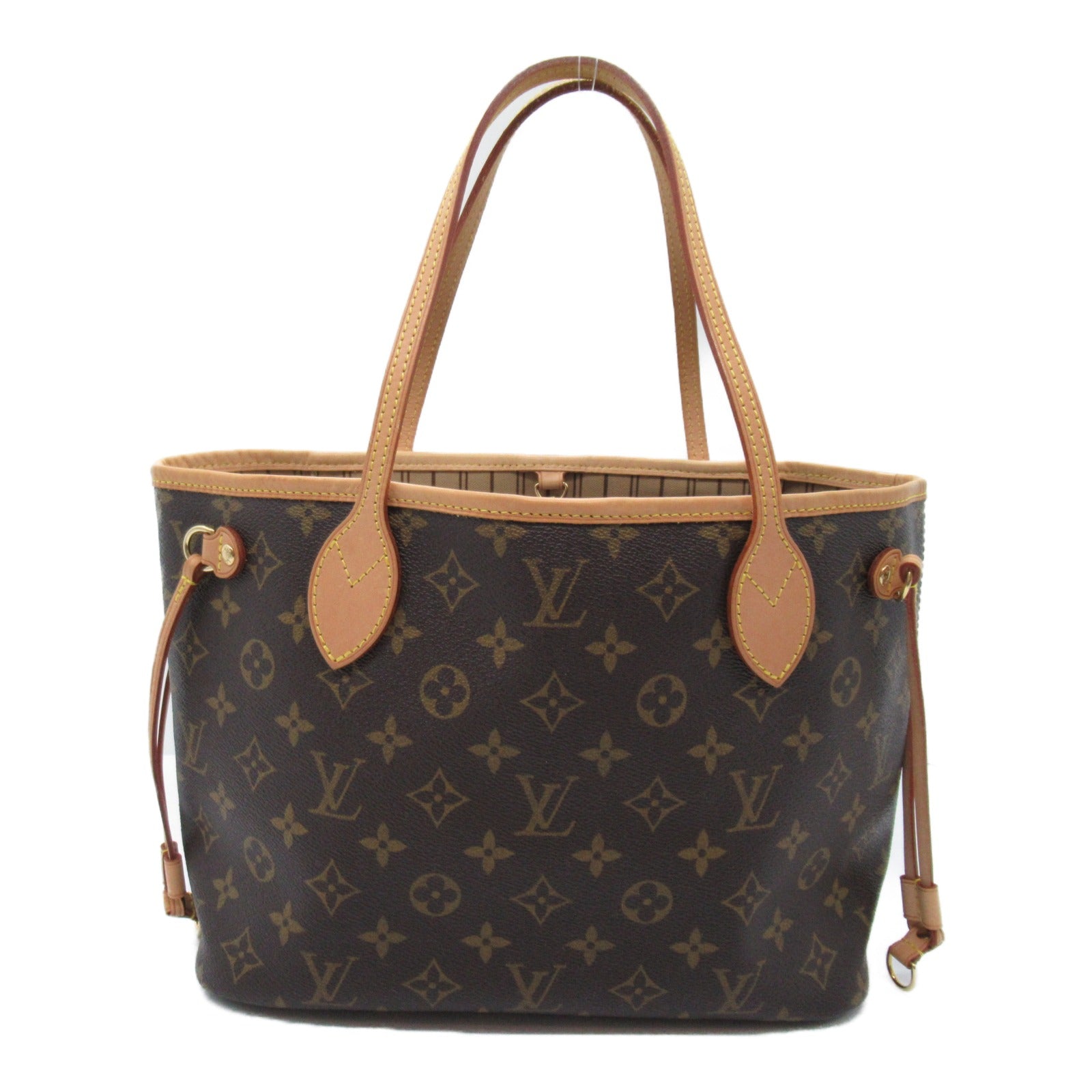 LOUIS VUITTON Monogram Neverfull PM金扣手挽袋啡色