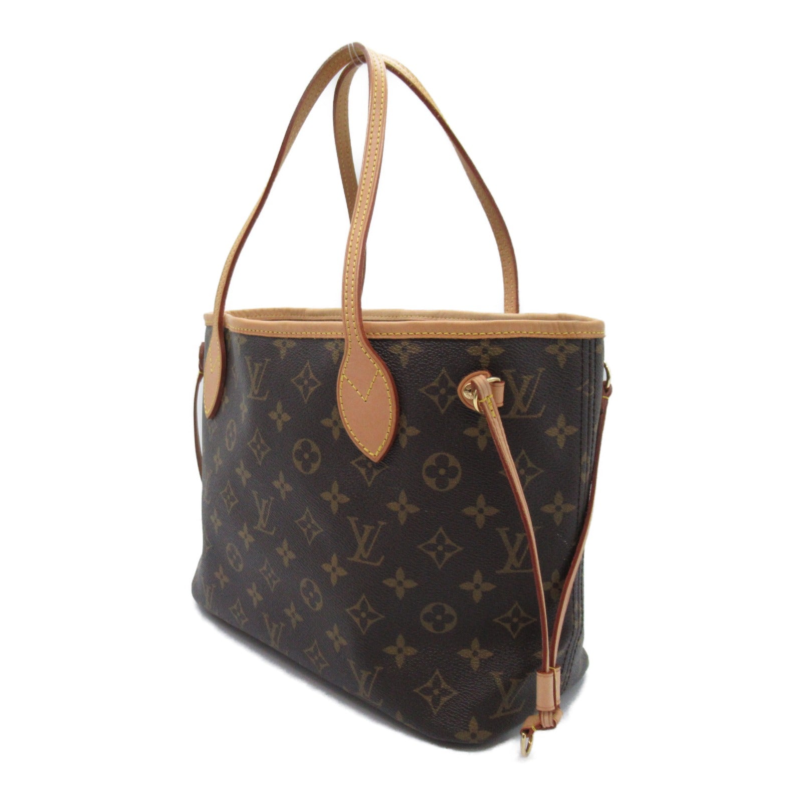 LOUIS VUITTON Monogram Neverfull PM金扣手挽袋啡色