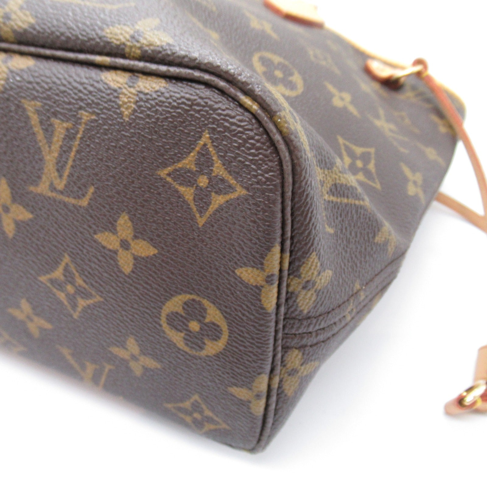 LOUIS VUITTON Monogram Neverfull PM金扣手挽袋啡色