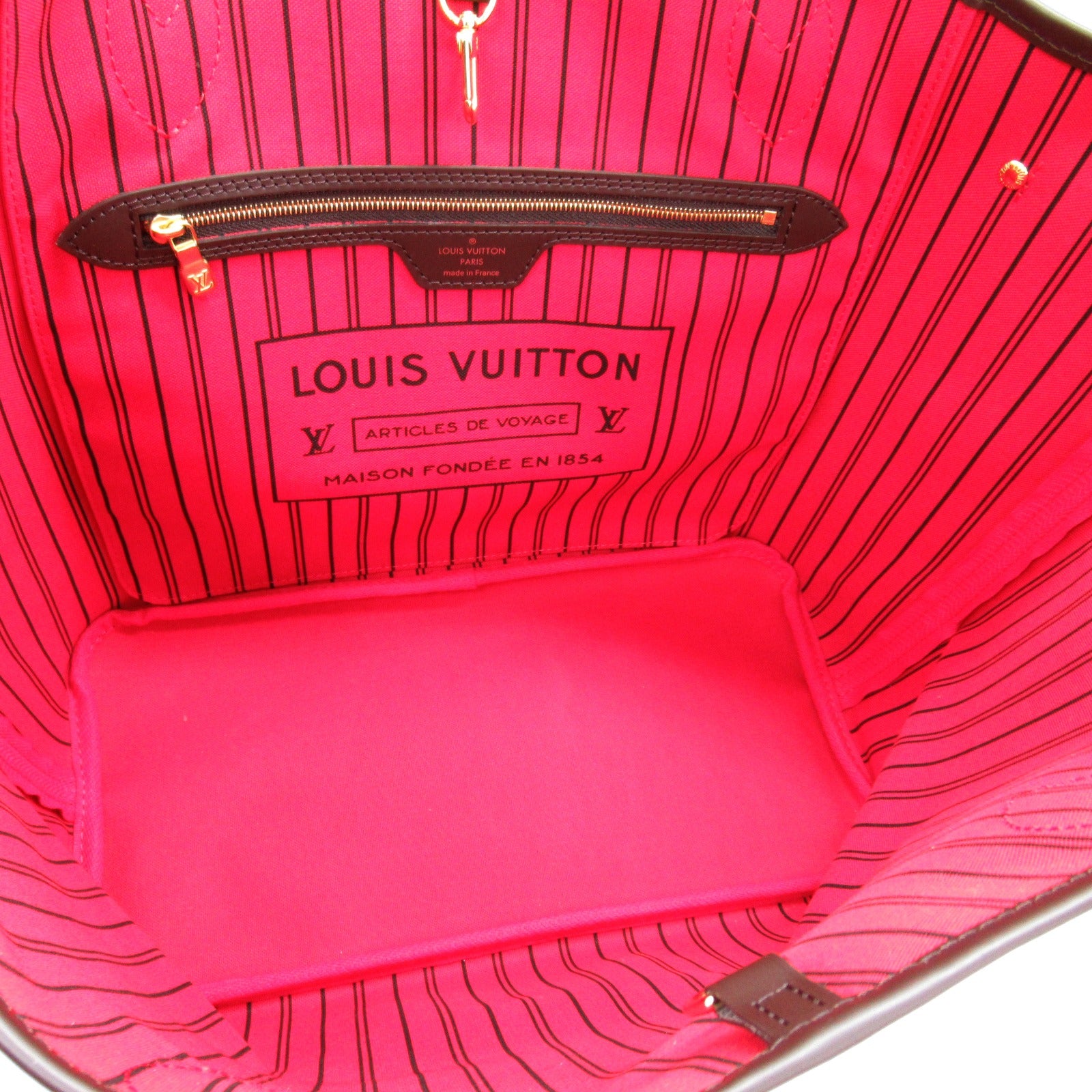 LOUIS VUITTON Damier Neverfull MM金扣手挽袋啡色
