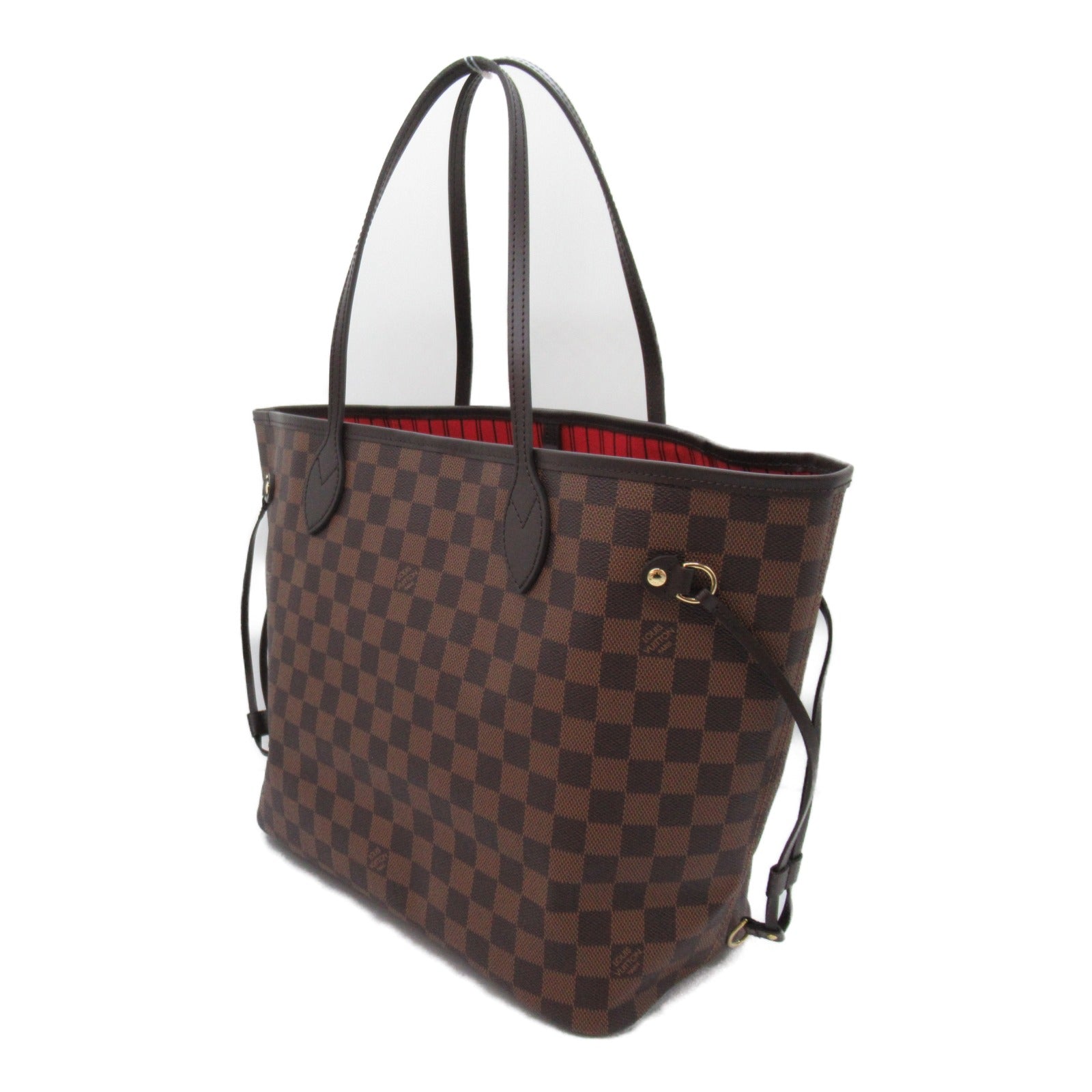 LOUIS VUITTON Damier Neverfull MM金扣手挽袋啡色