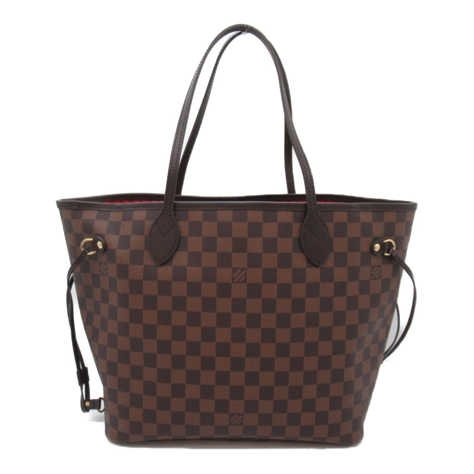 LOUIS VUITTON Damier Neverfull MM金扣手挽袋啡色