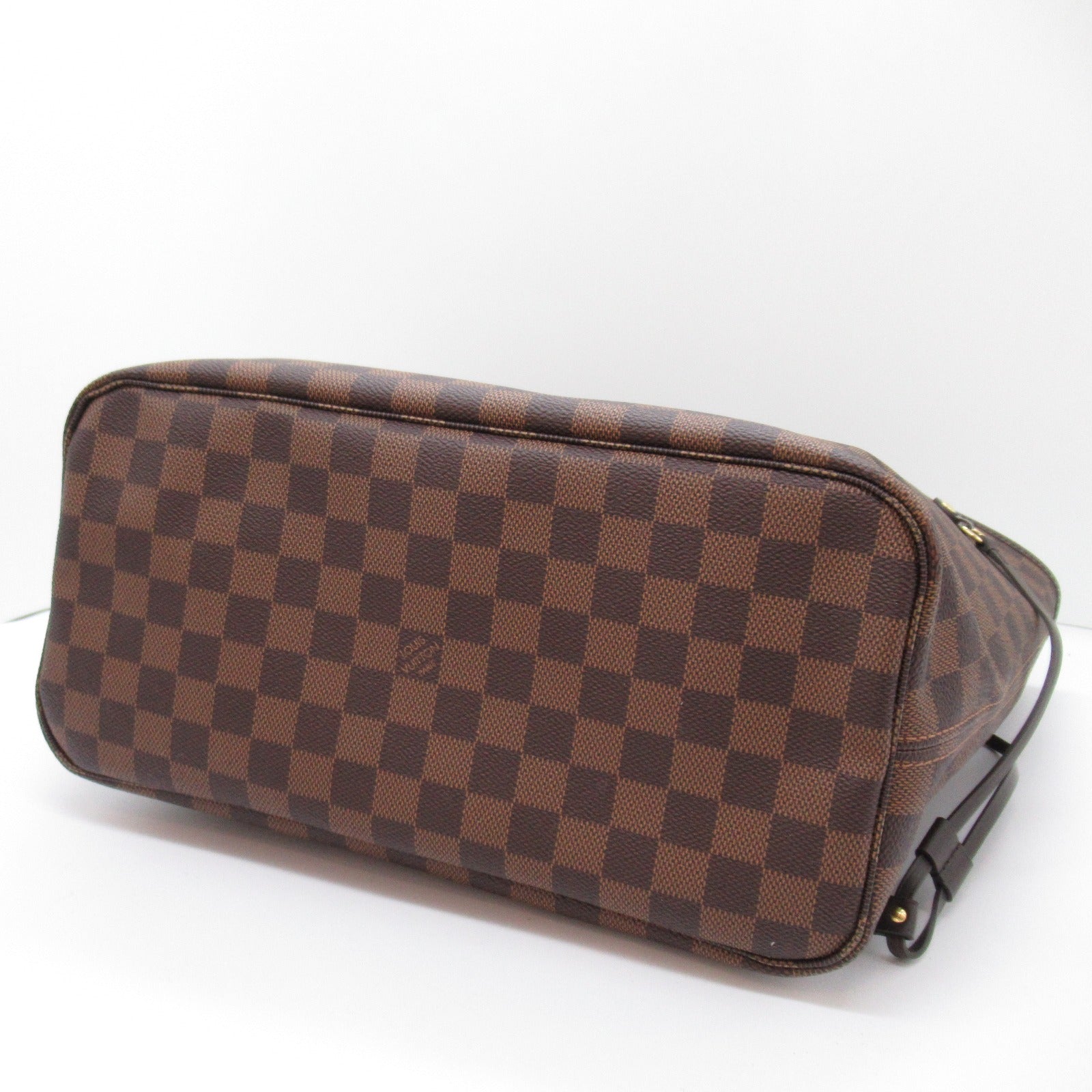 LOUIS VUITTON Damier Neverfull MM金扣手挽袋啡色