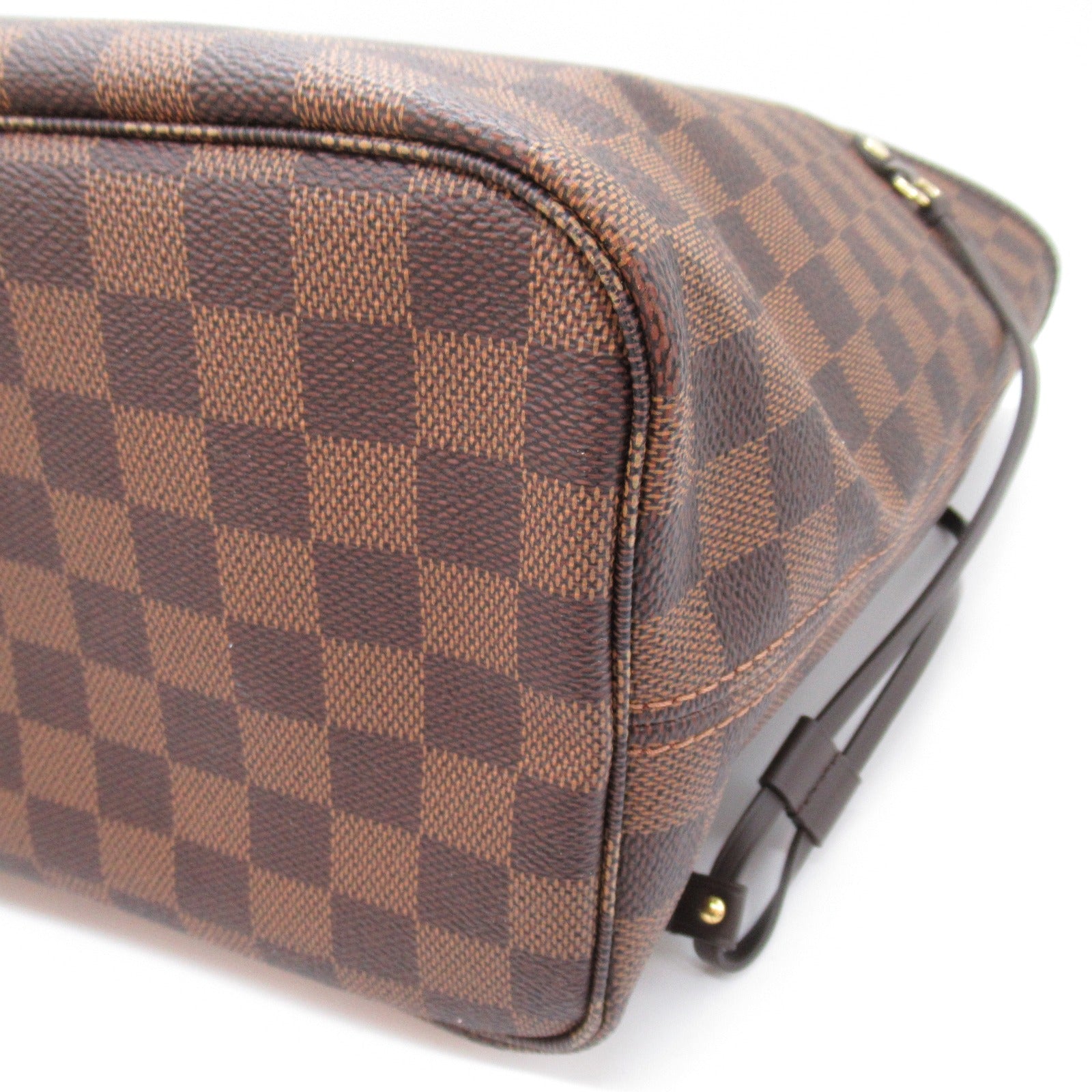 LOUIS VUITTON Damier Neverfull MM金扣手挽袋啡色