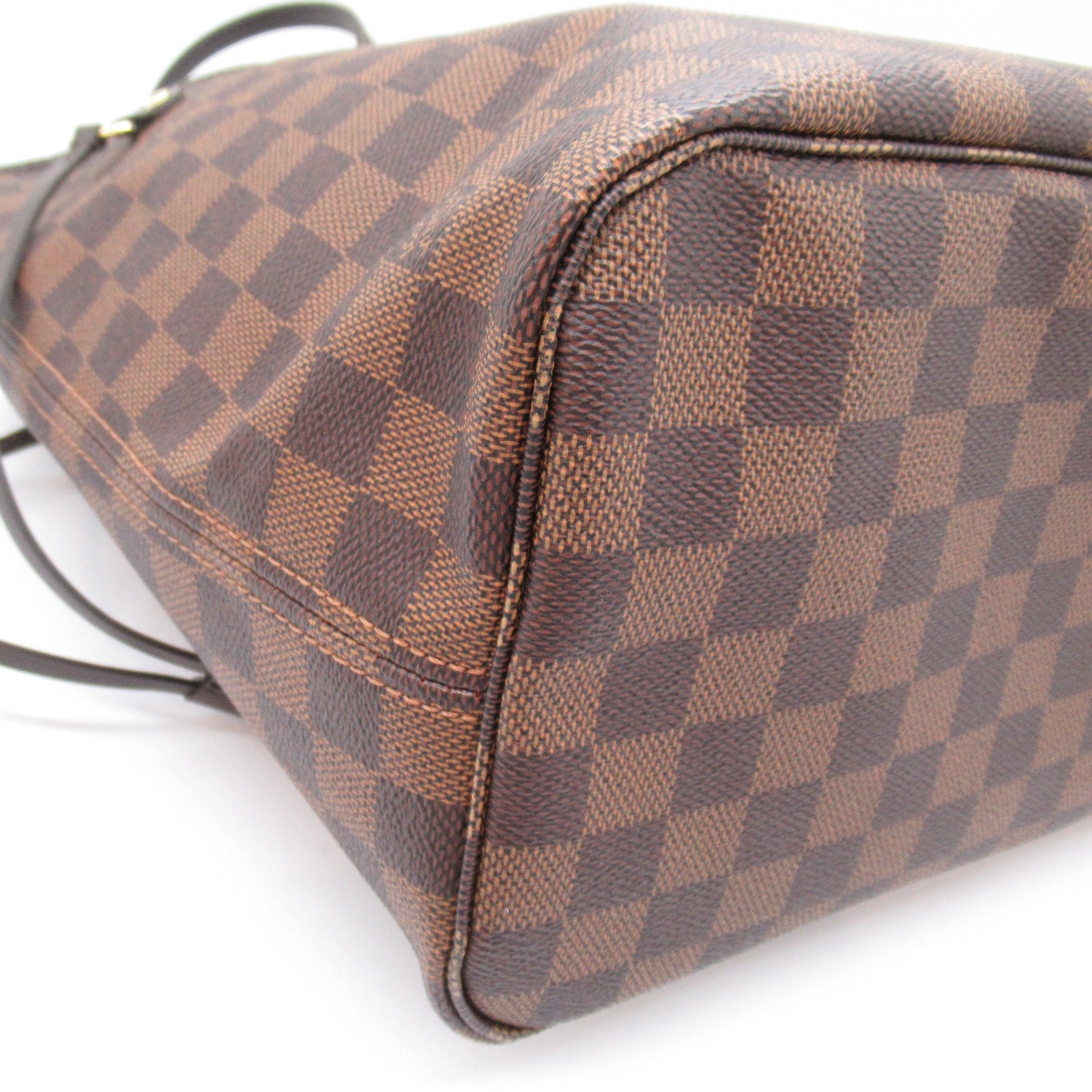 LOUIS VUITTON Damier Neverfull MM金扣手挽袋啡色