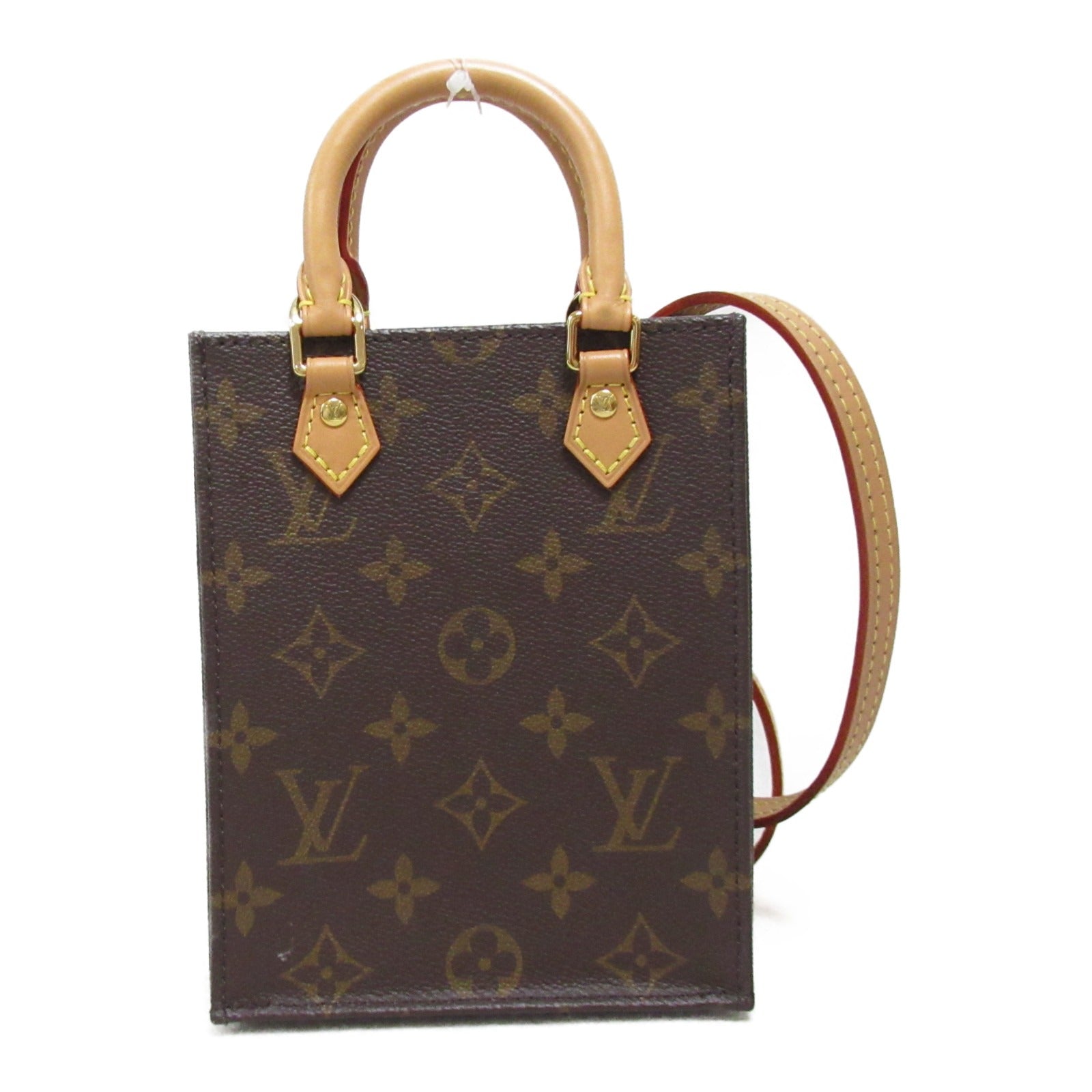 LOUIS VUITTON Monogram Petit Sac Plat金扣手挽肩背兩用袋啡色