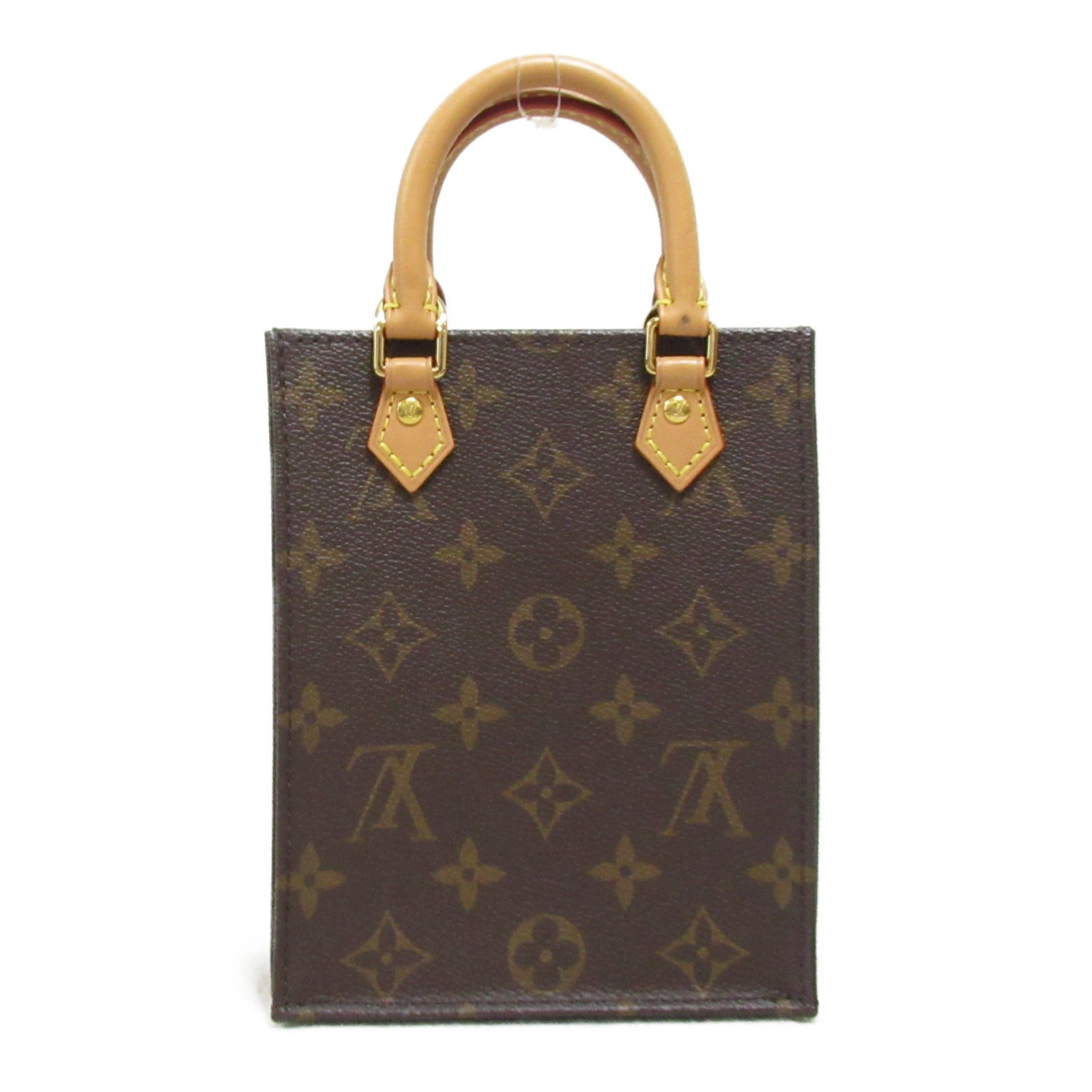 LOUIS VUITTON Monogram Petit Sac Plat金扣手挽肩背兩用袋啡色