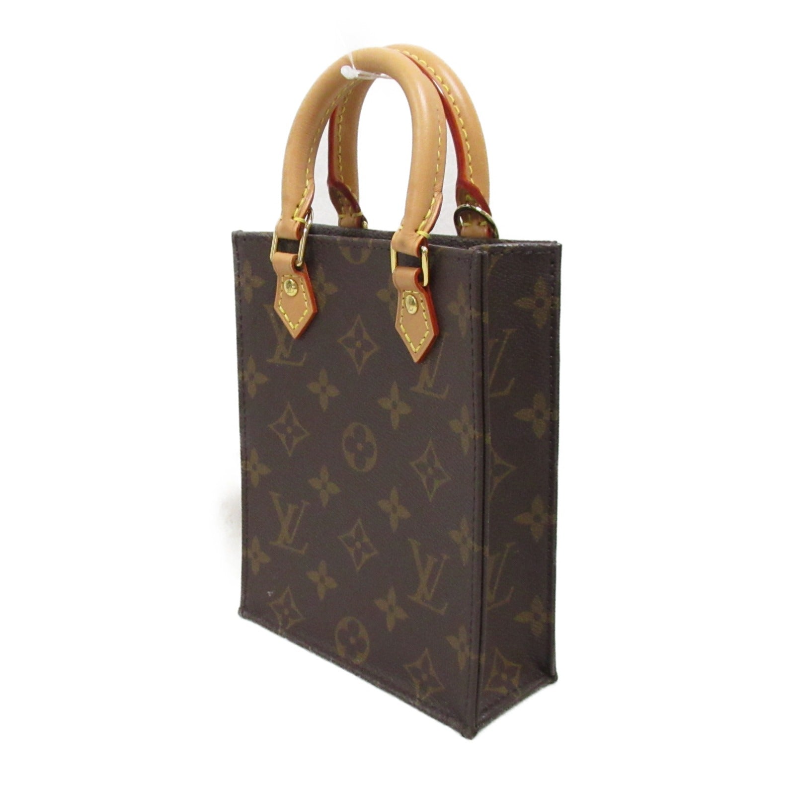 LOUIS VUITTON Monogram Petit Sac Plat金扣手挽肩背兩用袋啡色