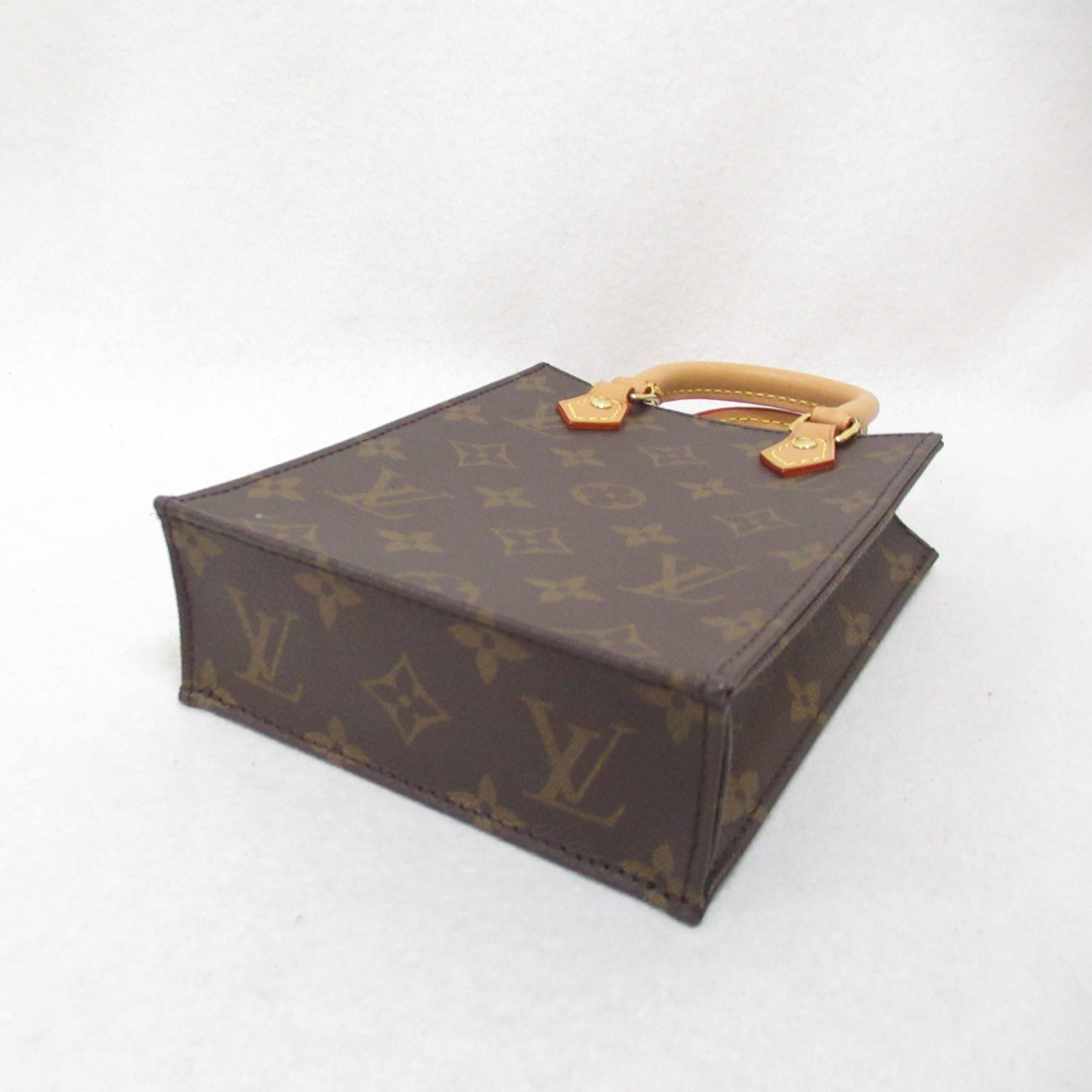 LOUIS VUITTON Monogram Petit Sac Plat金扣手挽肩背兩用袋啡色