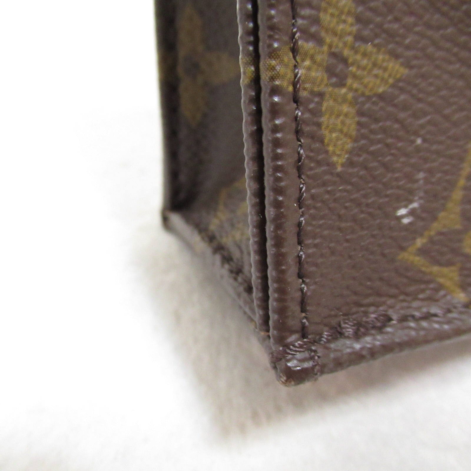 LOUIS VUITTON Monogram Petit Sac Plat金扣手挽肩背兩用袋啡色