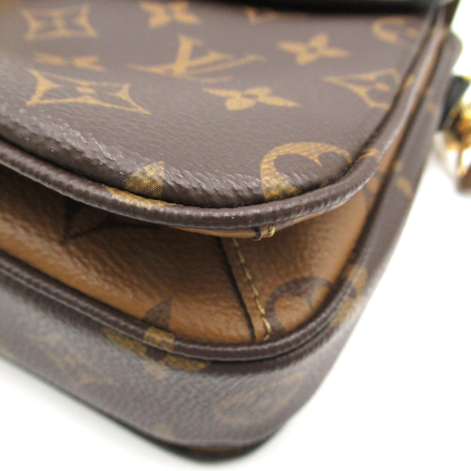 LOUIS VUITTON Monogram Reverse Pochette Métis金扣手挽肩背兩用袋啡色