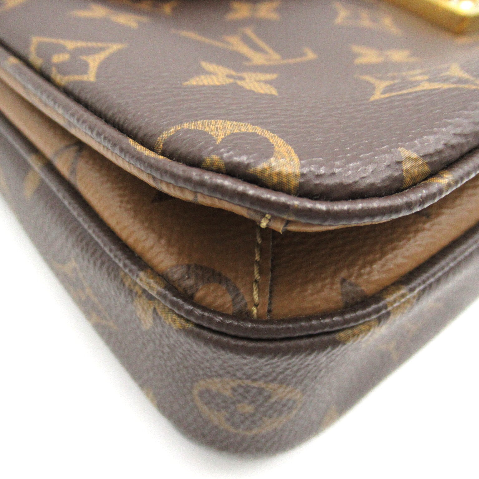 LOUIS VUITTON Monogram Reverse Pochette Métis金扣手挽肩背兩用袋啡色