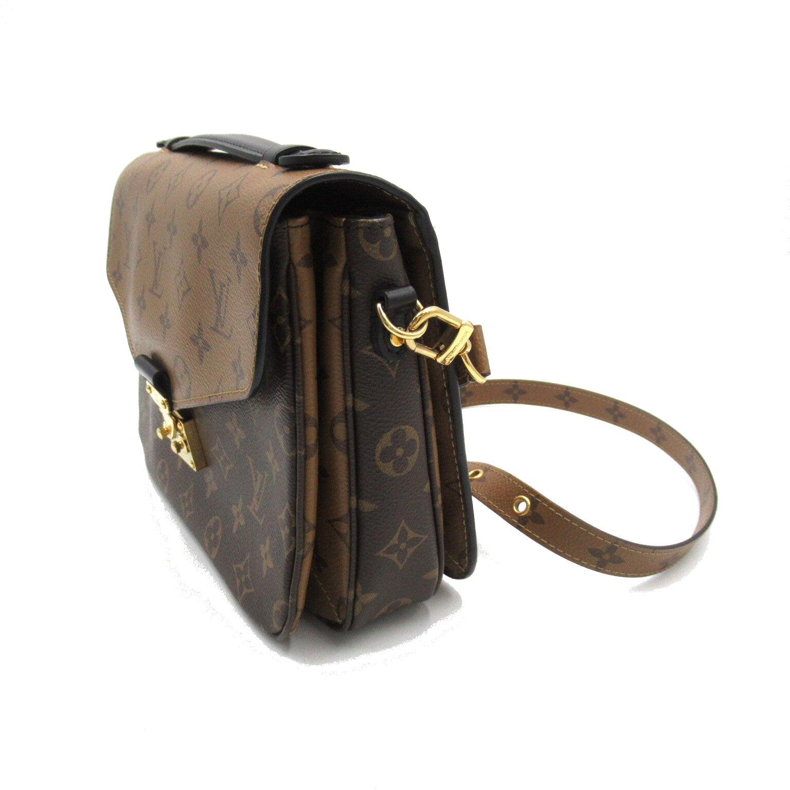 LOUIS VUITTON Monogram Reverse Pochette Métis金扣手挽肩背兩用袋啡色
