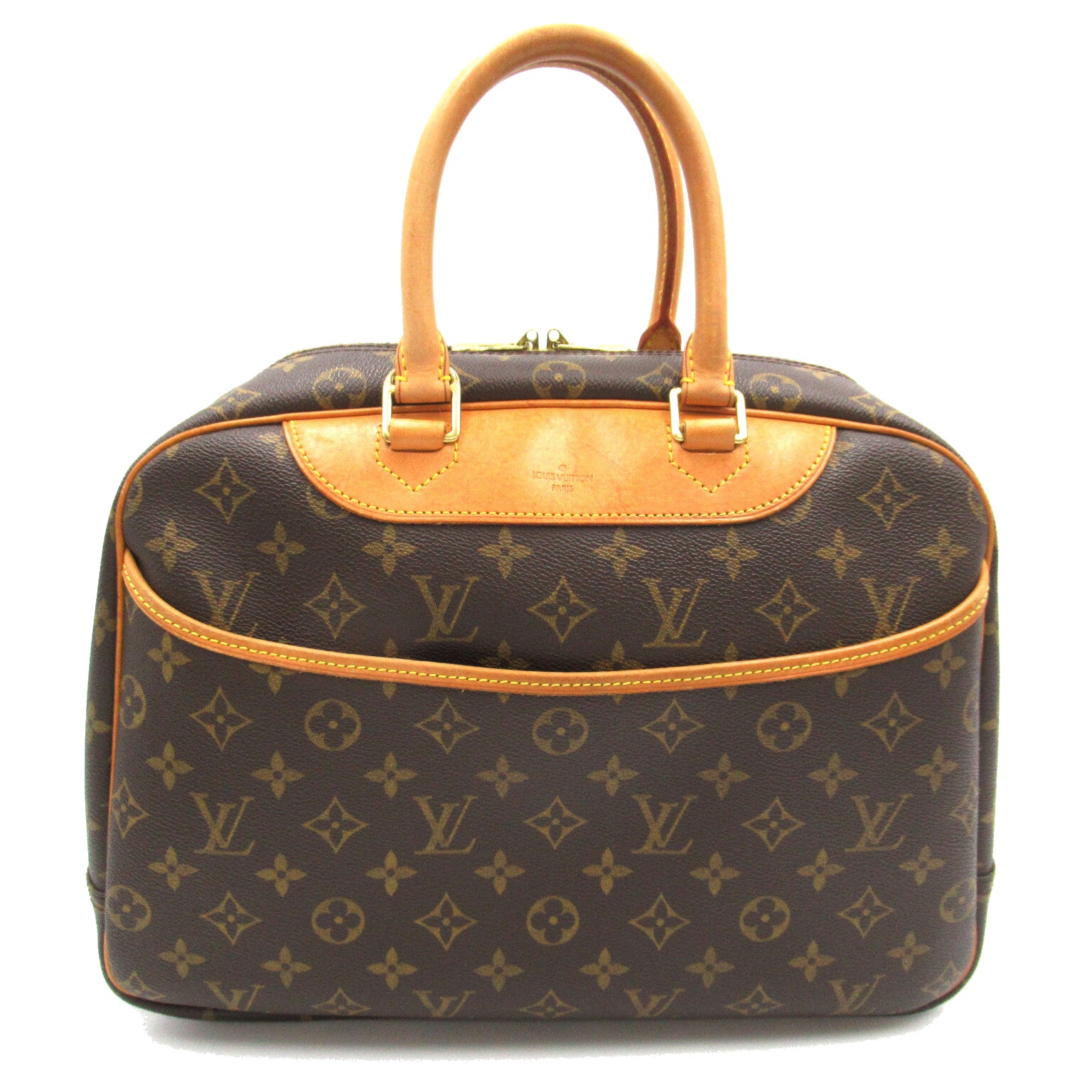 LOUIS VUITTON 【激減優惠】Monogram Deauville金扣手挽袋啡色