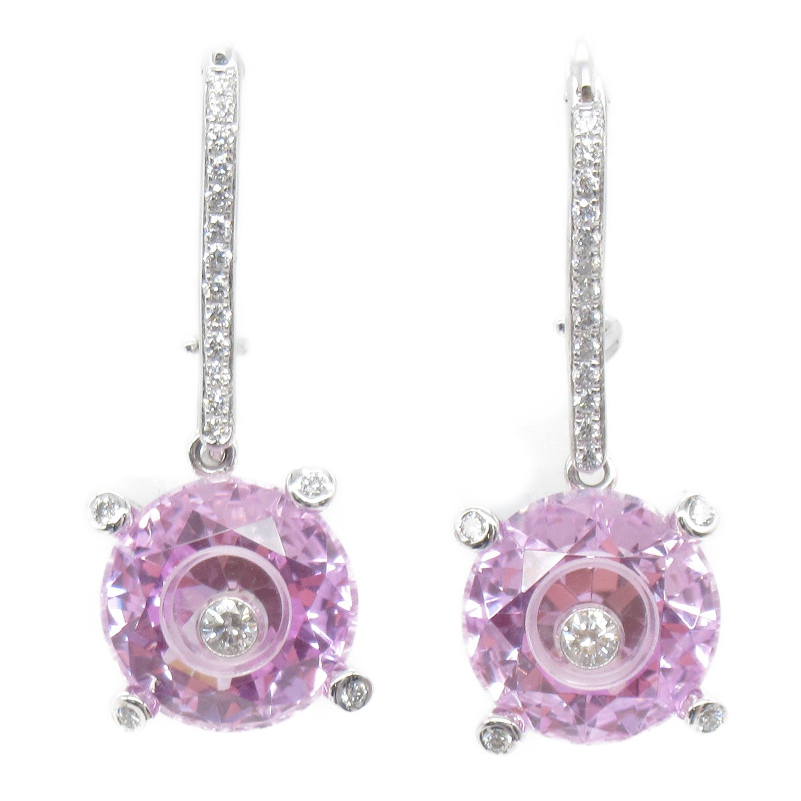 Chopard 18K白金So Happy Pink Sapphire Diamond粉紅藍寶石/鑽石耳環