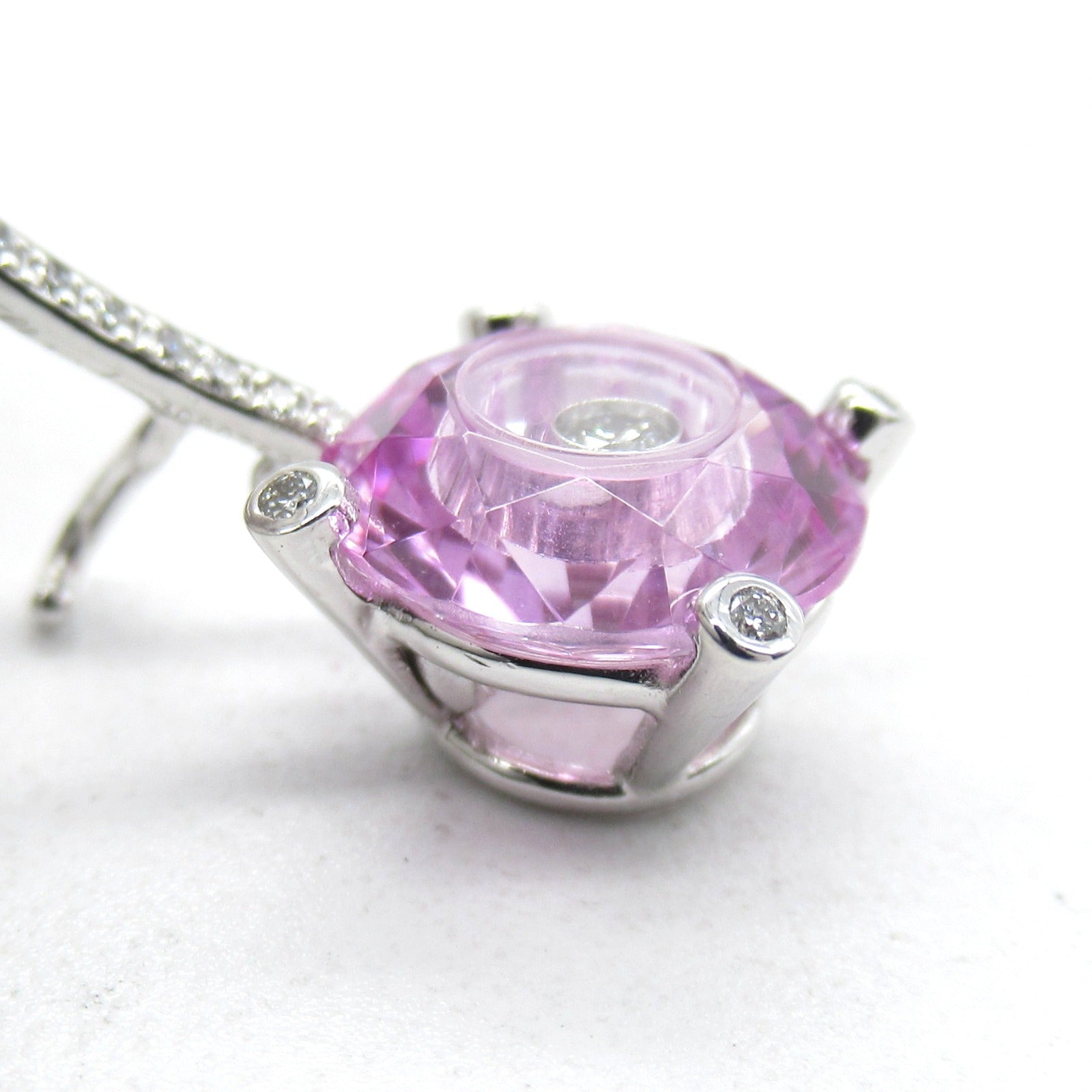 Chopard 18K白金So Happy Pink Sapphire Diamond粉紅藍寶石/鑽石耳環
