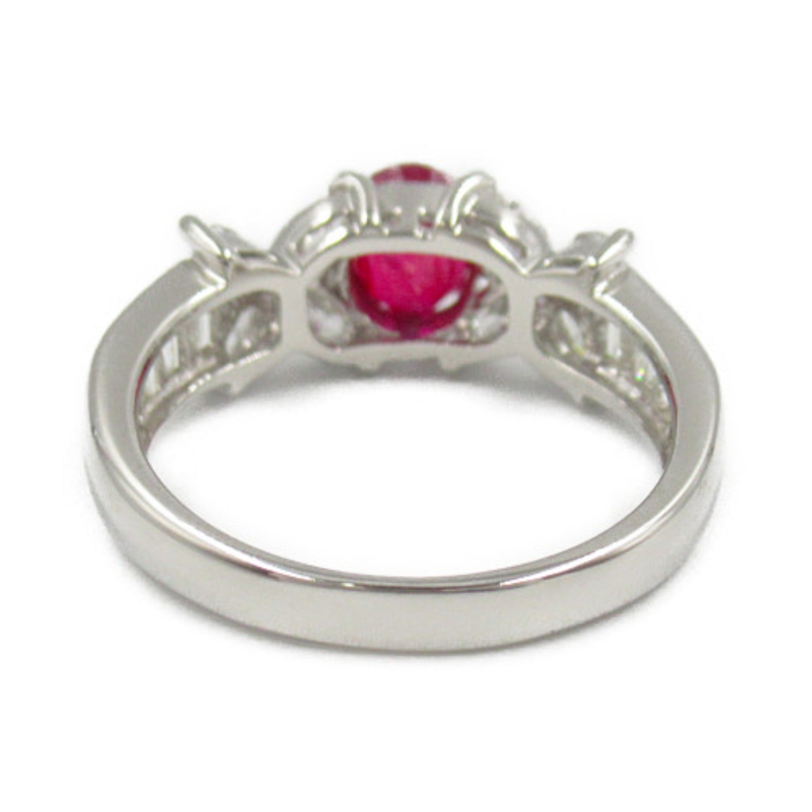 JEWELRY【激減優惠】 PT900鉑金Ruby Diamond Ring紅寶石/鑽石戒指US#6.25