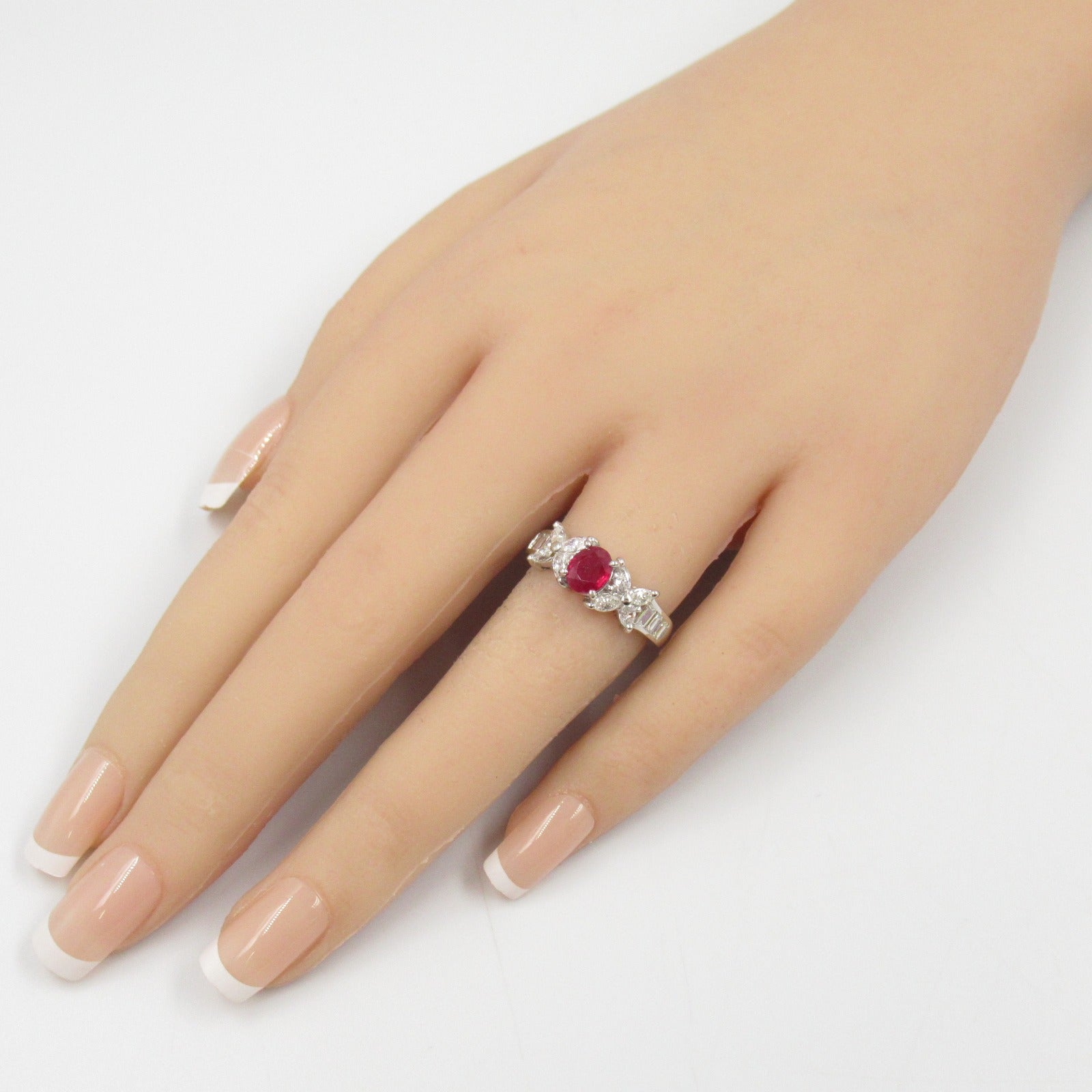 JEWELRY【激減優惠】 PT900鉑金Ruby Diamond Ring紅寶石/鑽石戒指US#6.25