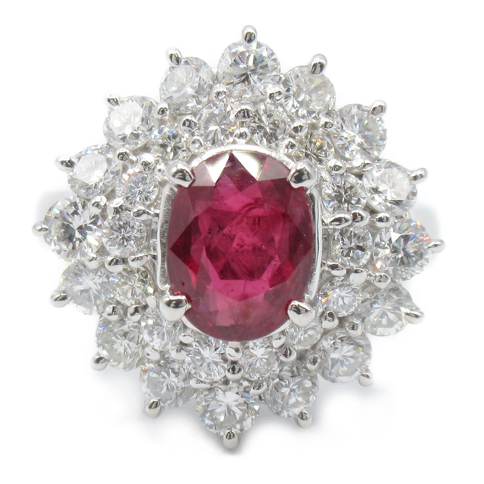 JEWELRY PT900鉑金Ruby/Diamond Ring紅寶石/鑽石戒指US#6