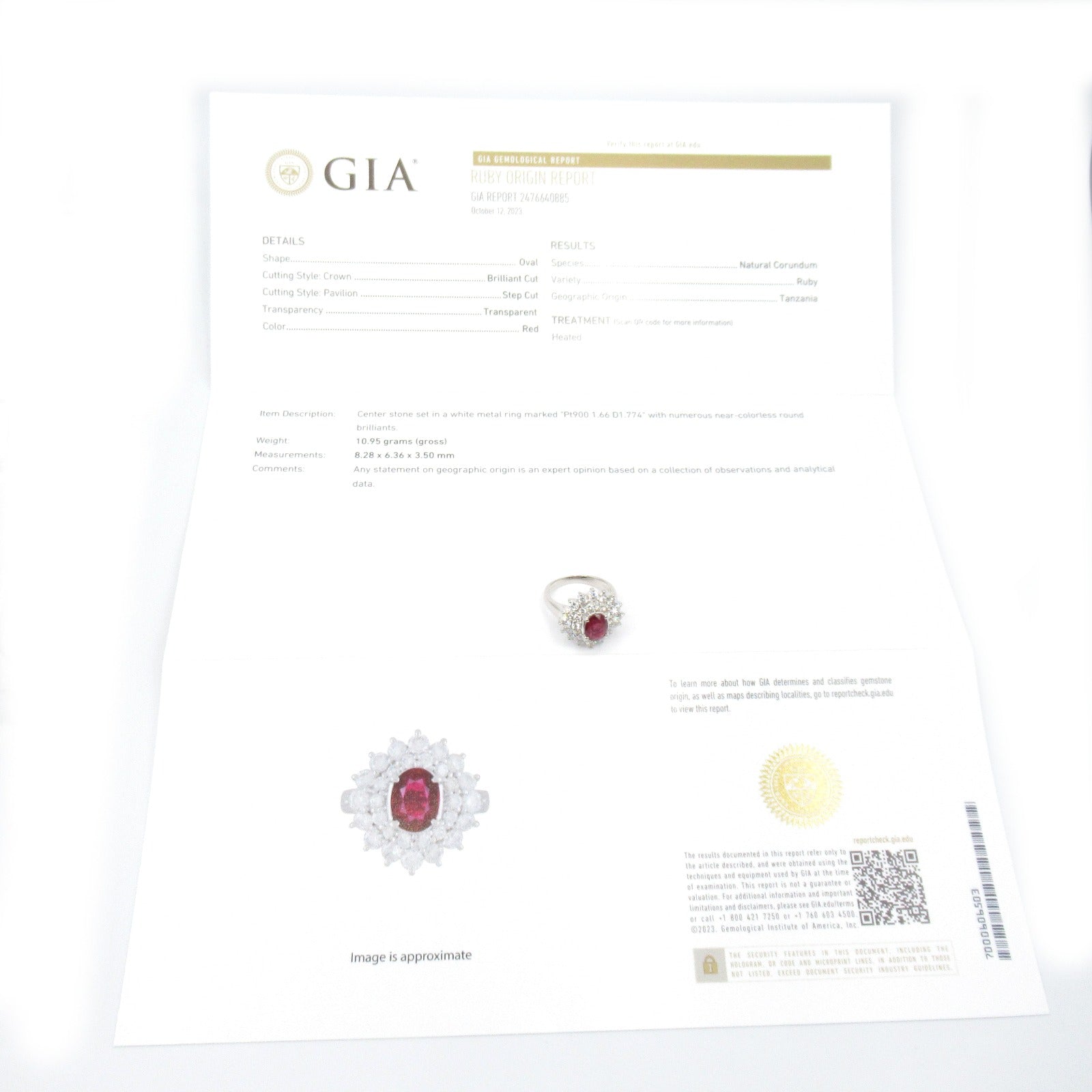 JEWELRY PT900鉑金Ruby/Diamond Ring紅寶石/鑽石戒指US#6
