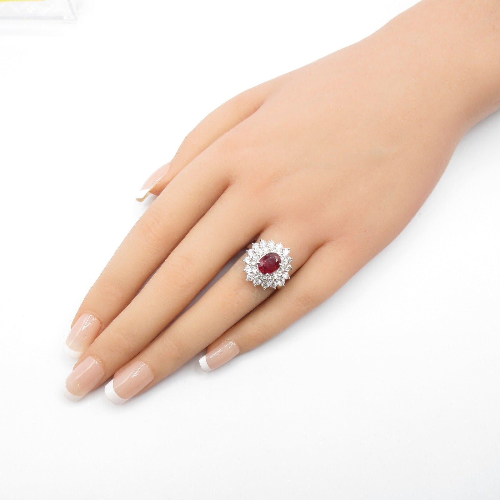 JEWELRY PT900鉑金Ruby/Diamond Ring紅寶石/鑽石戒指US#6