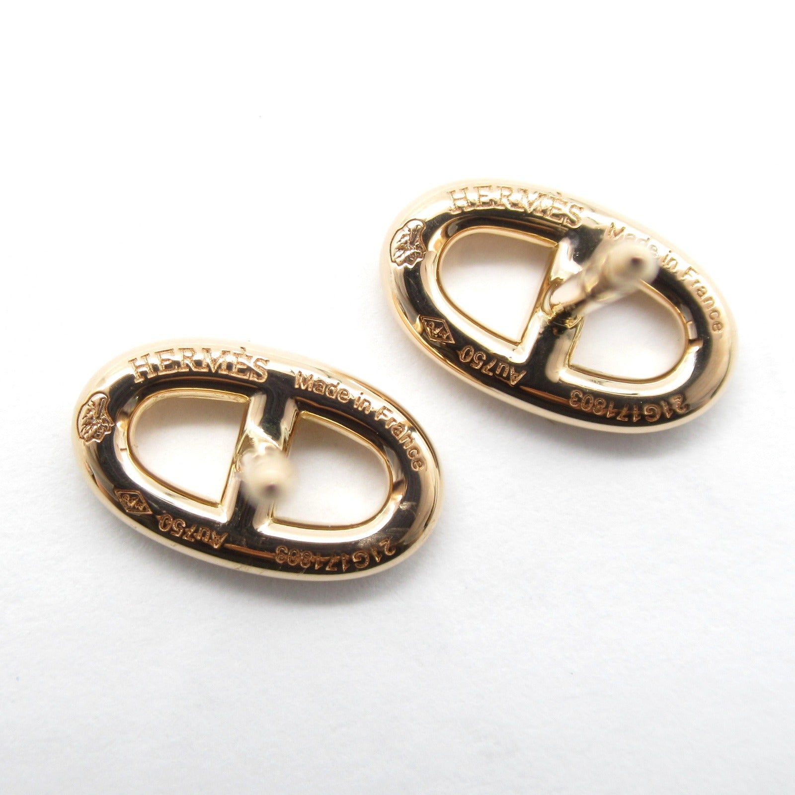 HERMES 18K玫瑰金Chaine d'Ancre Earrings耳環