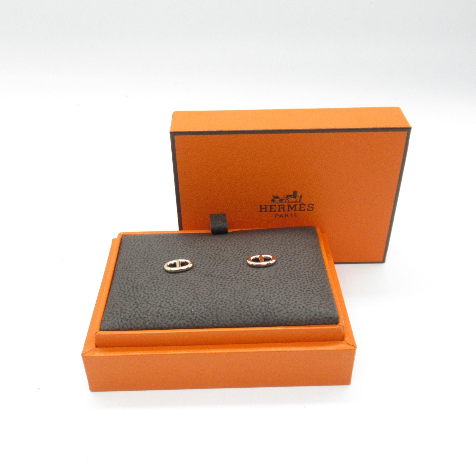 HERMES 18K玫瑰金Chaine d'Ancre Earrings耳環