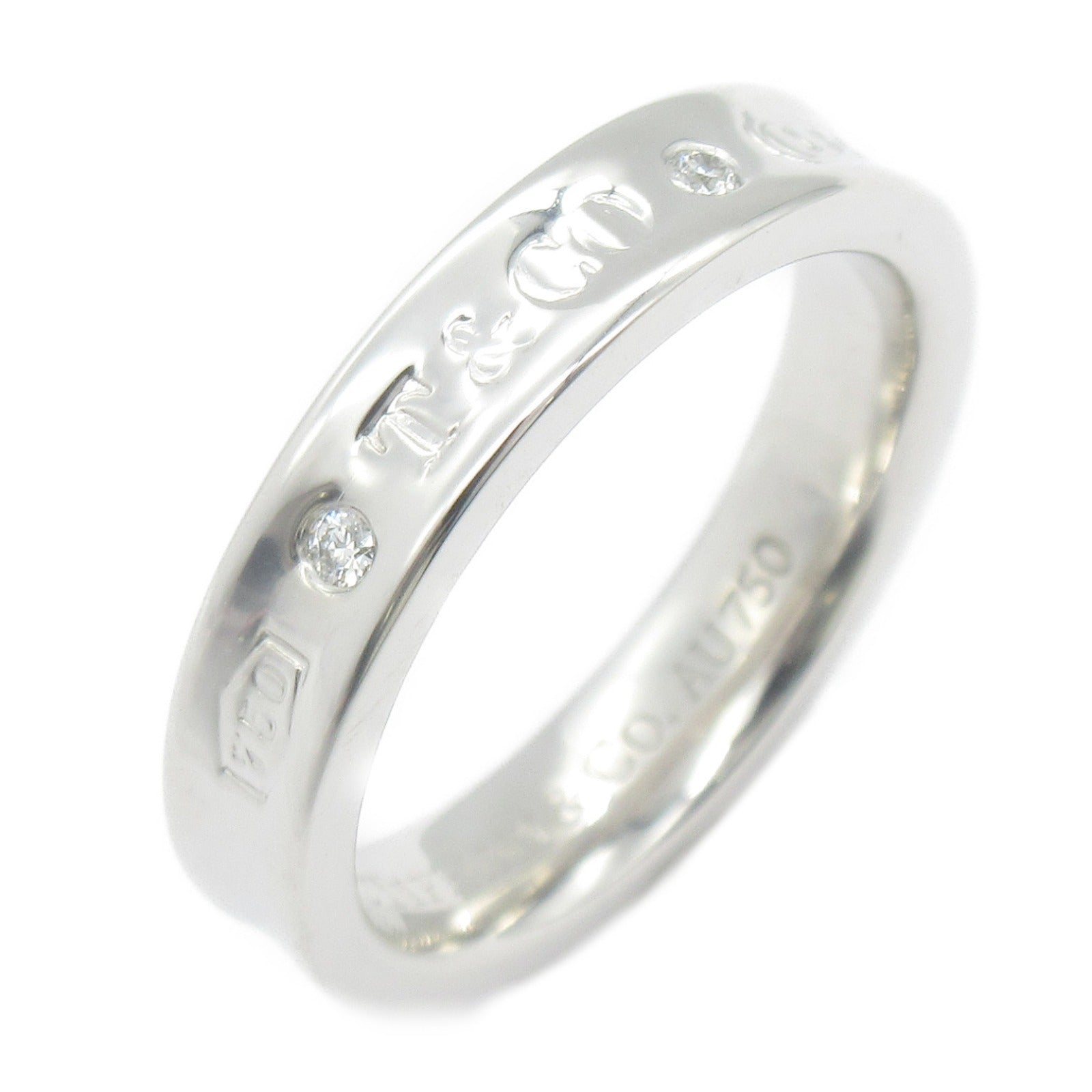 TIFFANY＆CO 18K白金1837 Narrow 2P Diamond Ring鑽石戒指US#4.75