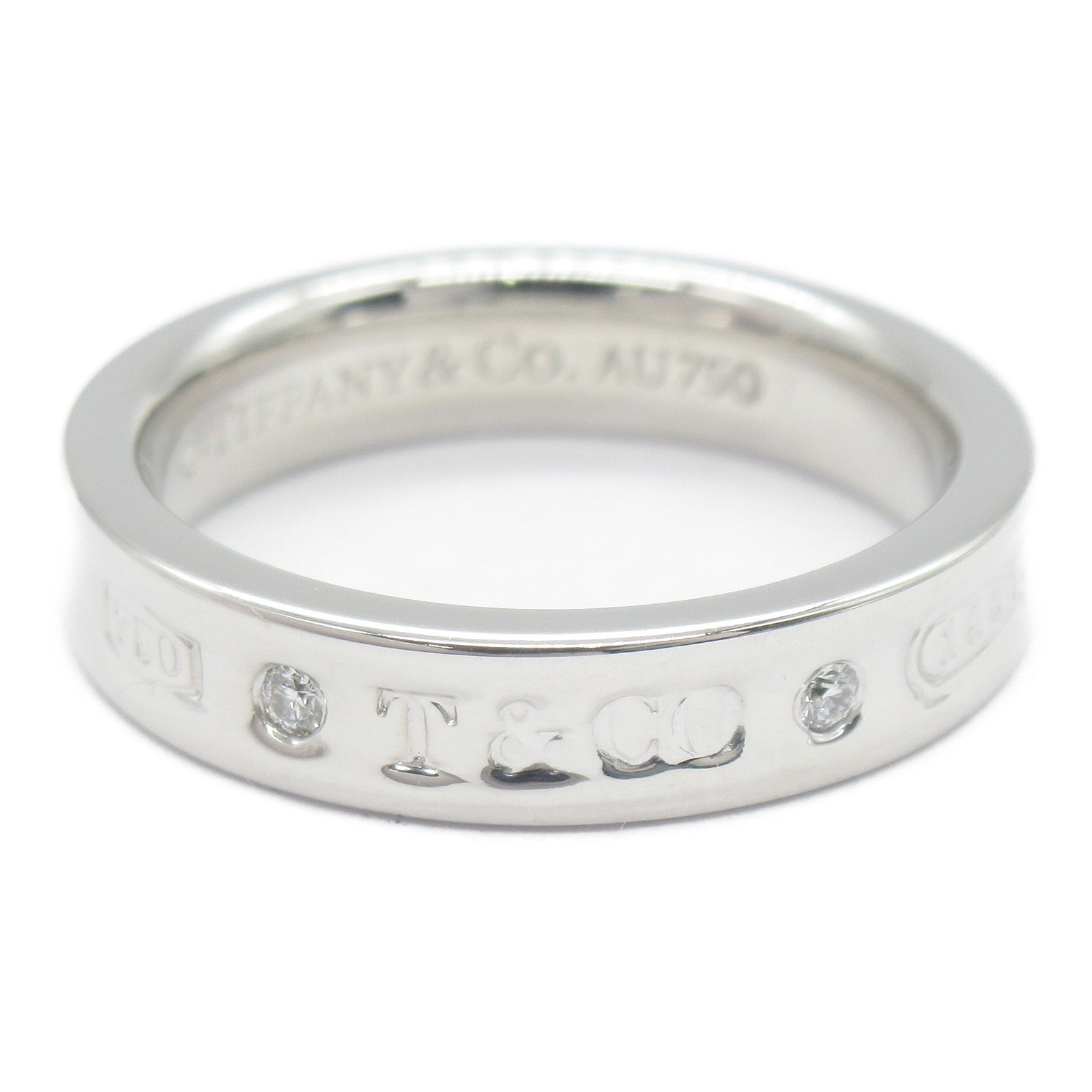 TIFFANY＆CO 18K白金1837 Narrow 2P Diamond Ring鑽石戒指US#4.75