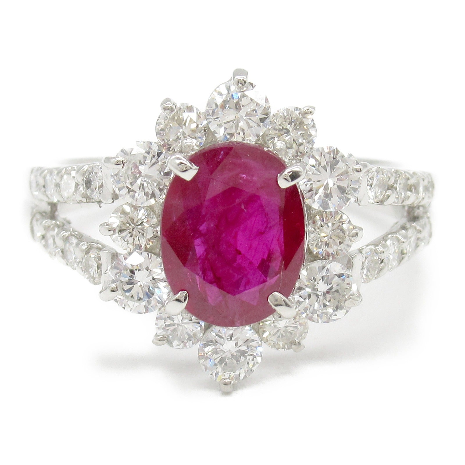 JEWELRY PT900鉑金Ruby Diamond紅寶石/鑽石戒指US#5.75