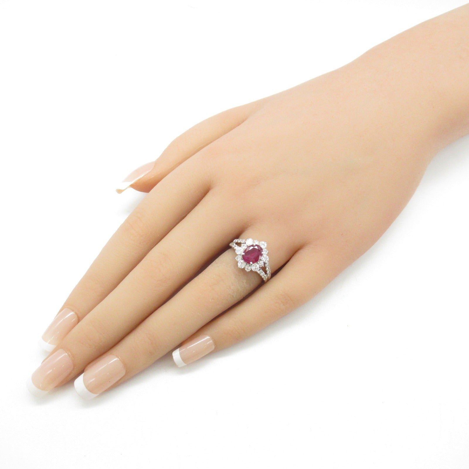 JEWELRY PT900鉑金Ruby Diamond紅寶石/鑽石戒指US#5.75