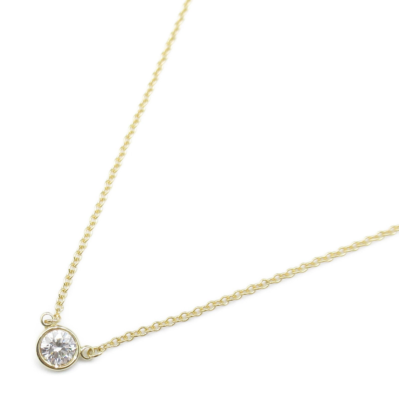 TIFFANY＆CO 18K黃金By The Yard Necklace 0.21ct鑽石項鍊