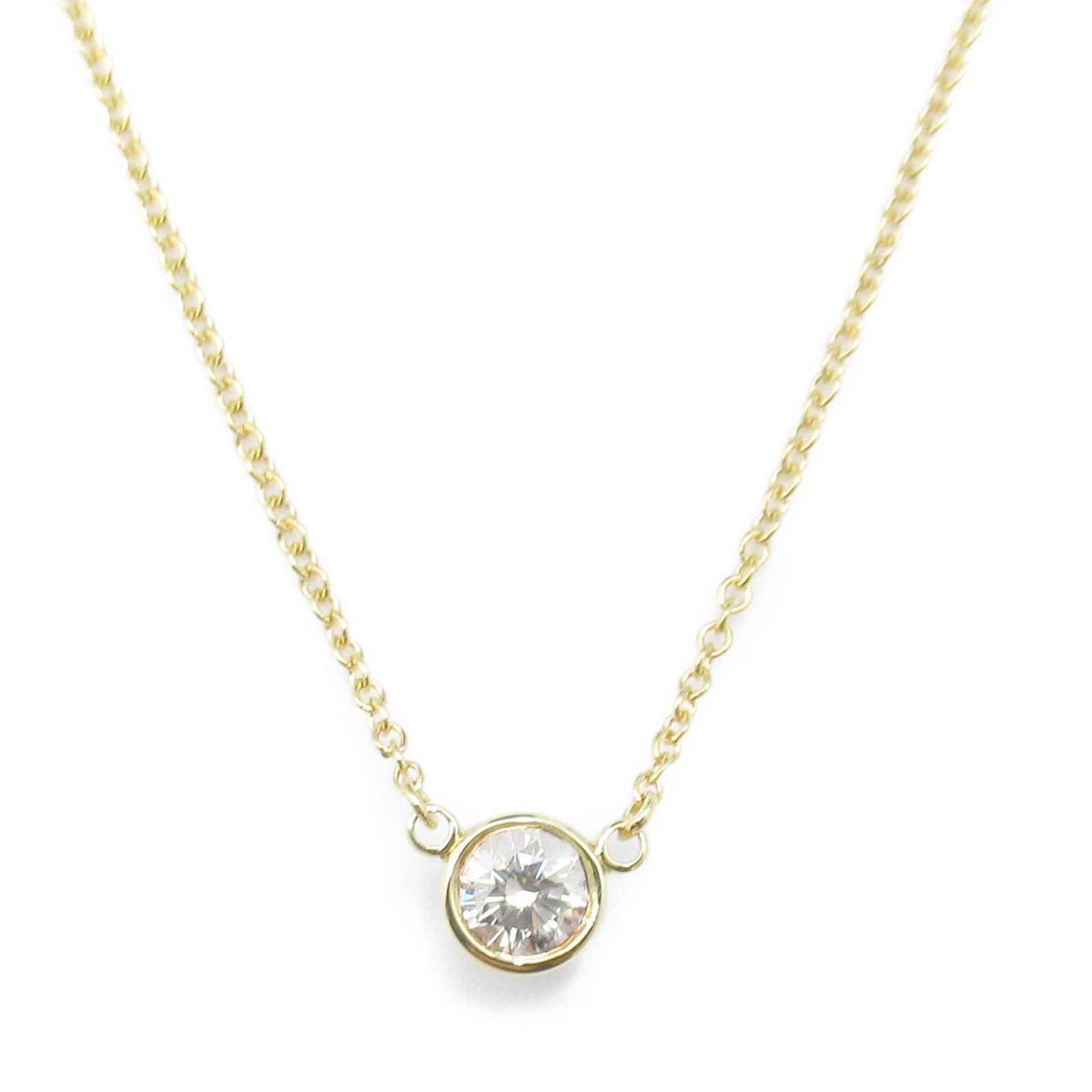 TIFFANY＆CO 18K黃金By The Yard Necklace 0.21ct鑽石項鍊